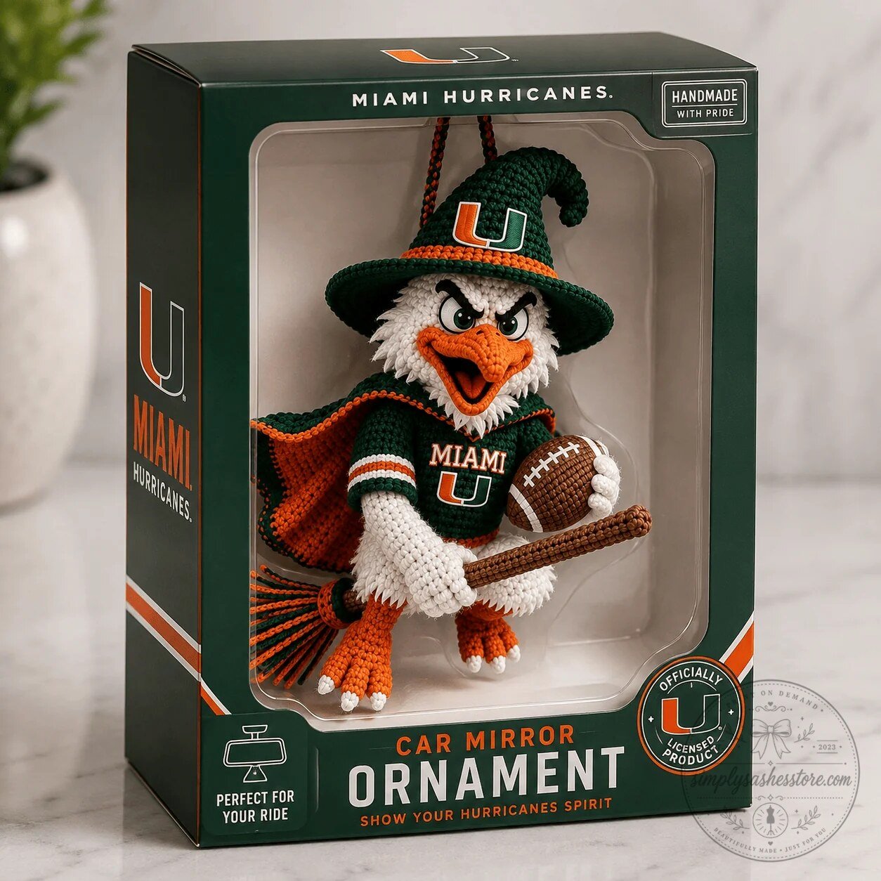 Miami Hurricanes Sebastian the Ibis Crochet Car Hanging Ornament 6 Miami Hurricanes Sebastian the Ibis Crochet Car Hanging Ornament