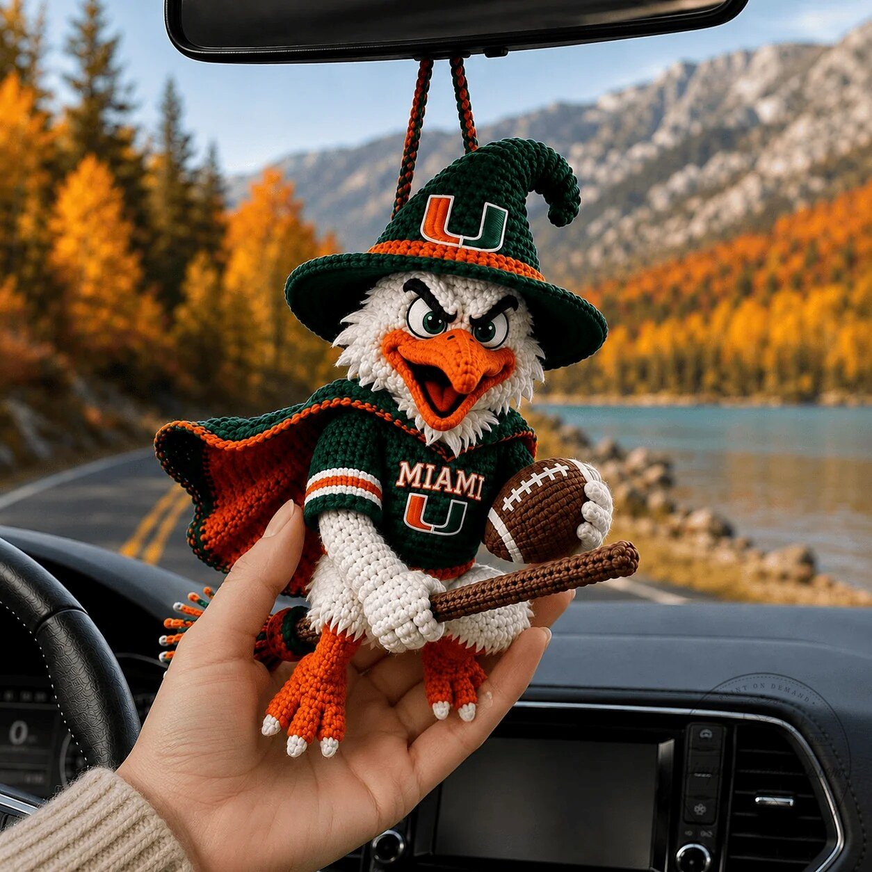 Miami Hurricanes Sebastian the Ibis Crochet Car Hanging Ornament 7 Miami Hurricanes Sebastian the Ibis Crochet Car Hanging Ornament