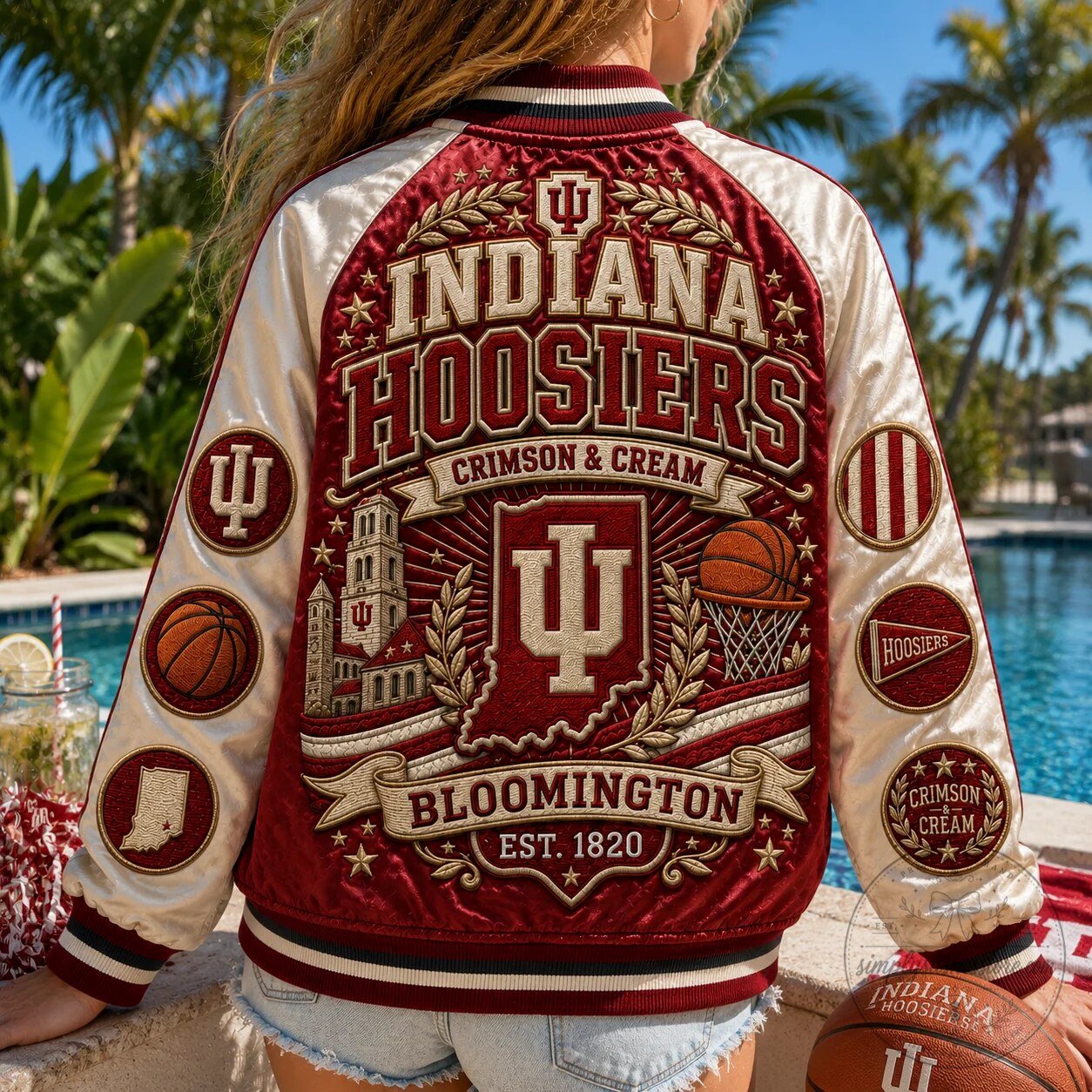 Indiana Hoosiers Crimson And Cream Premium Satin Baseball Jacket 8 Indiana Hoosiers Crimson And Cream Premium Satin Baseball Jacket