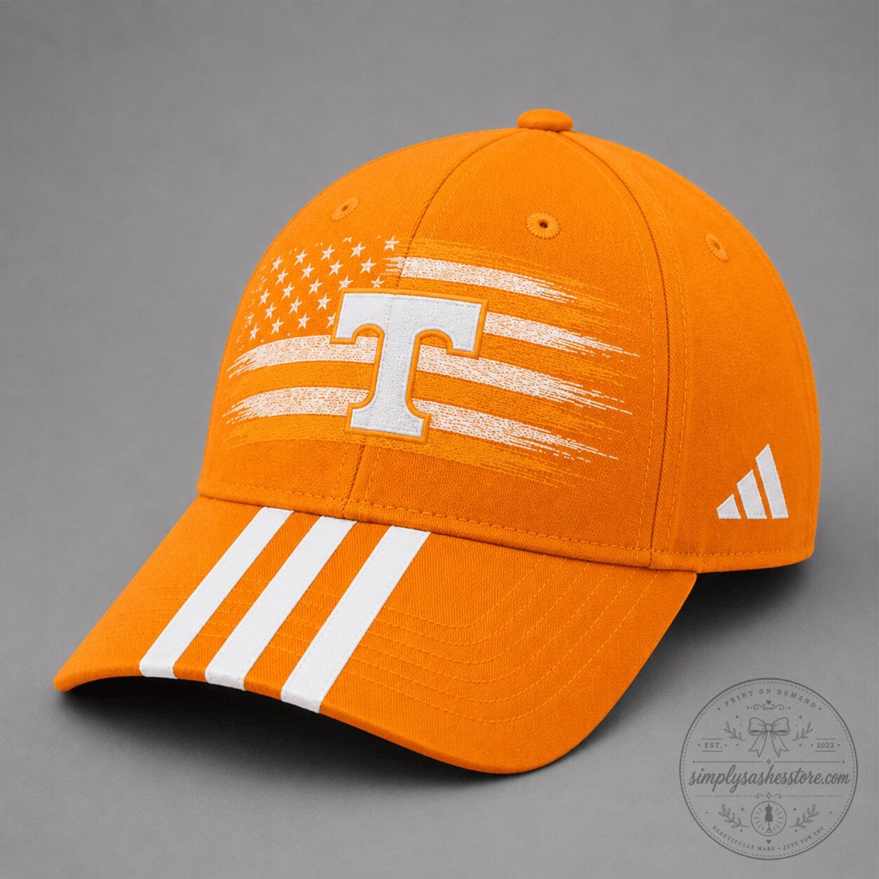 Tennessee Volunteers American Flag Brush Logo Adjustable Baseball Cap Hat
