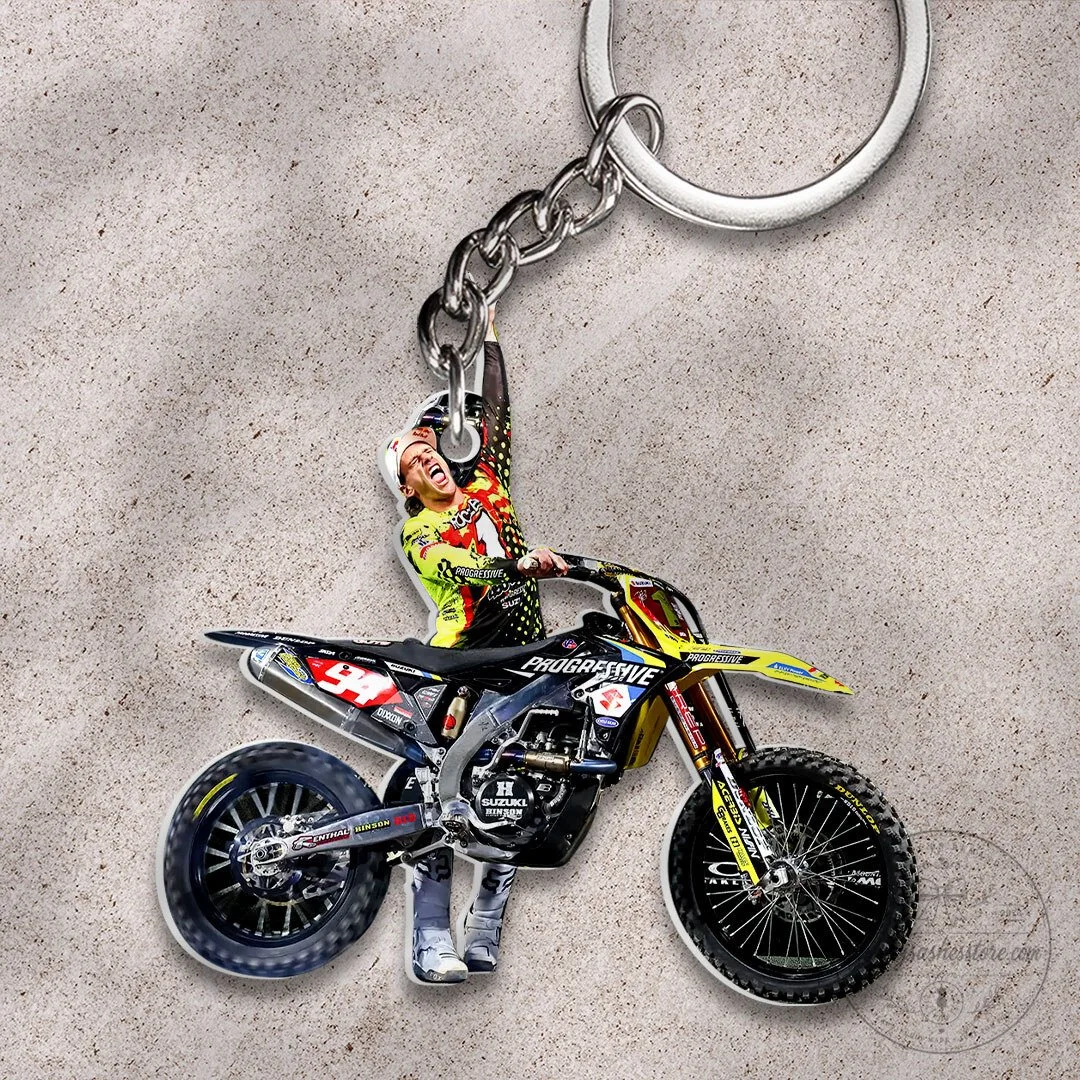 Ken Roczen Motocross Champion Motorcycle Rider Double-Sided Keychain
