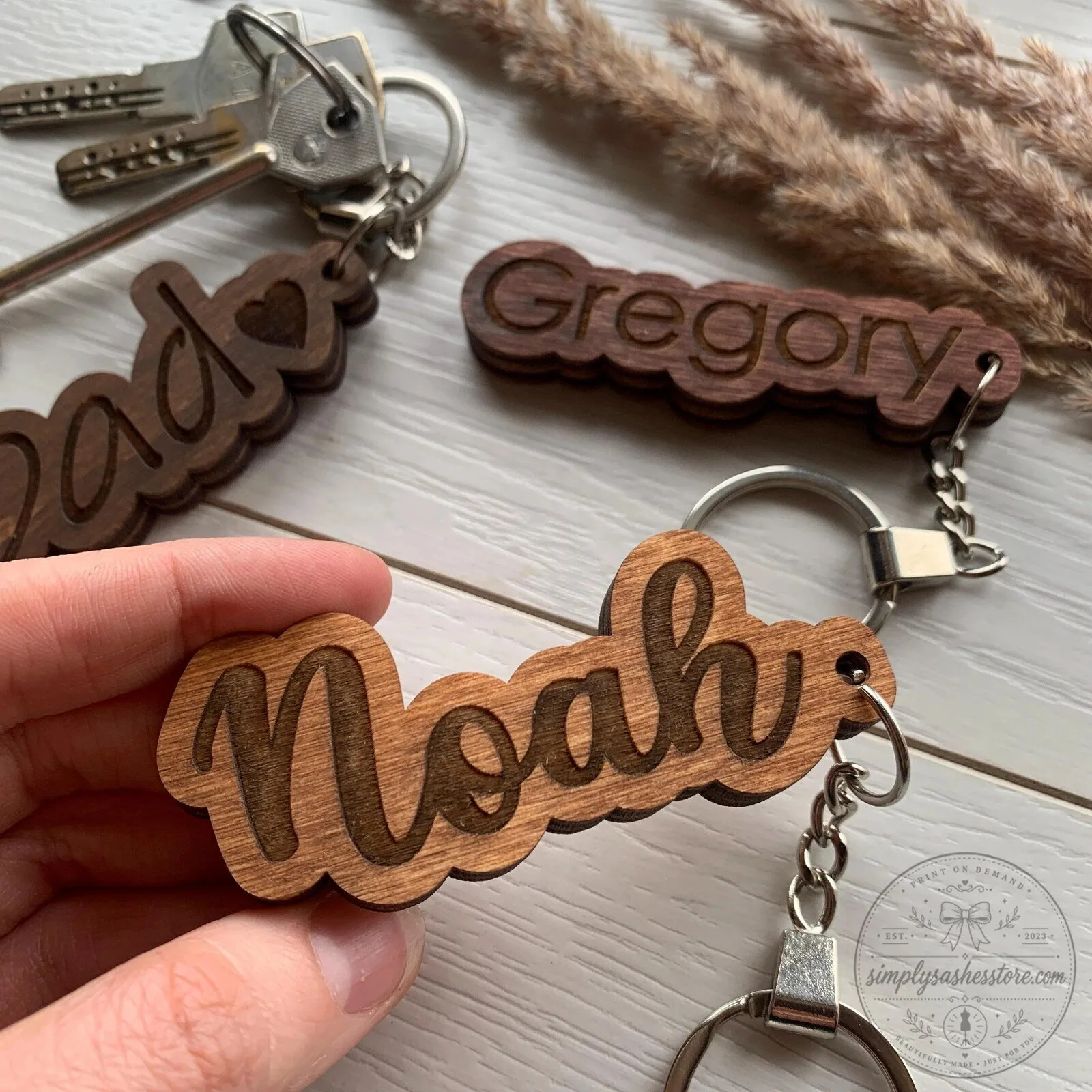 Personalized Engraved Wooden Name Keychain Custom Gift 12 Personalized Engraved Wooden Name Keychain Custom Gift