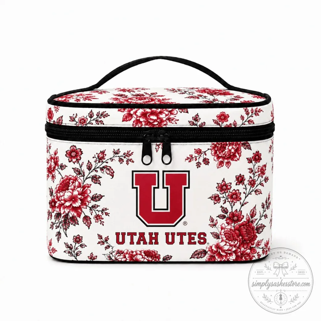 Utah Utes Floral Pattern Cosmetic Bag Utah Utes Floral Pattern Cosmetic Bag