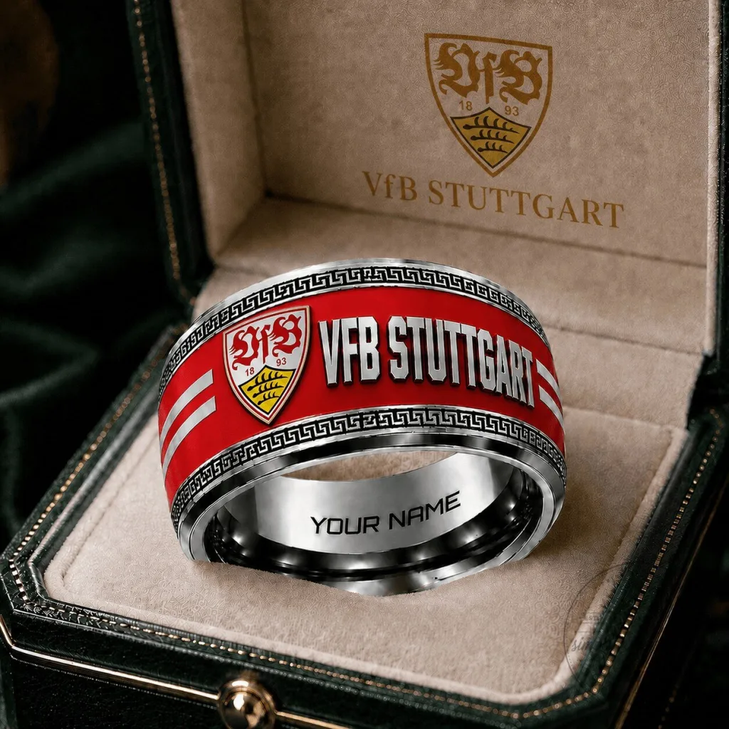 VfB Stuttgart Bundesliga Football Club Custom Engraved Ring VfB Stuttgart Bundesliga Football Club Custom Engraved Ring