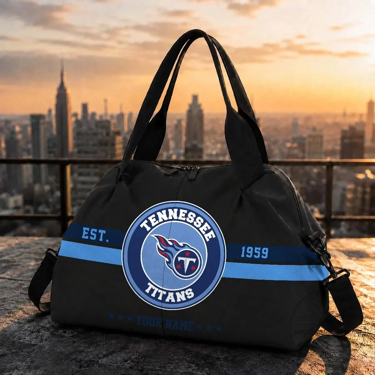 Tennessee Titans Established 1959 Football Team Logo Duffle Bag 1 Tennessee Titans Established 1959 Football Team Logo Duffle Bag