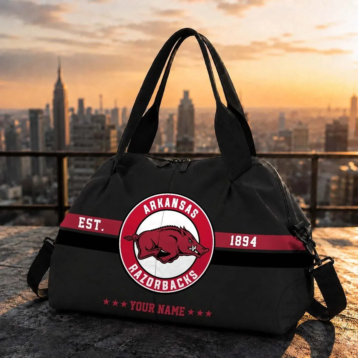 Arkansas Razorbacks Personalized Black Duffle Bag 11 Arkansas Razorbacks Personalized Black Duffle Bag