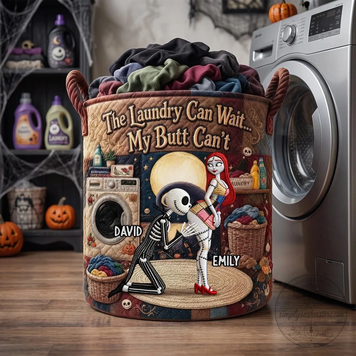 Funny Couple Personalized Nightmare Before Christmas Laundry Basket