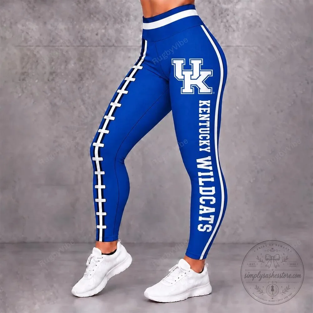 Kentucky Wildcats Football Team Blue and White Striped Leggings 2 Kentucky Wildcats Football Team Blue and White Striped Leggings