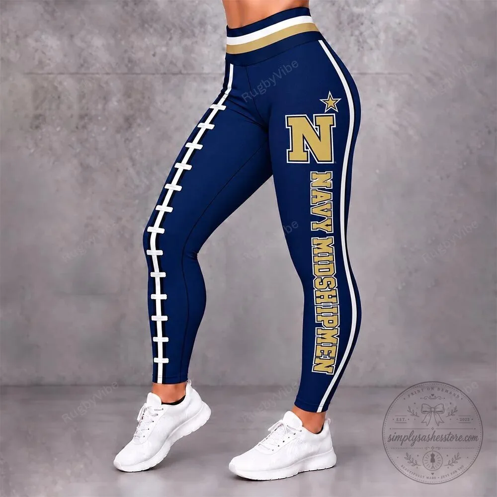 Navy Midshipmen Football Team Striped Design Women's Leggings