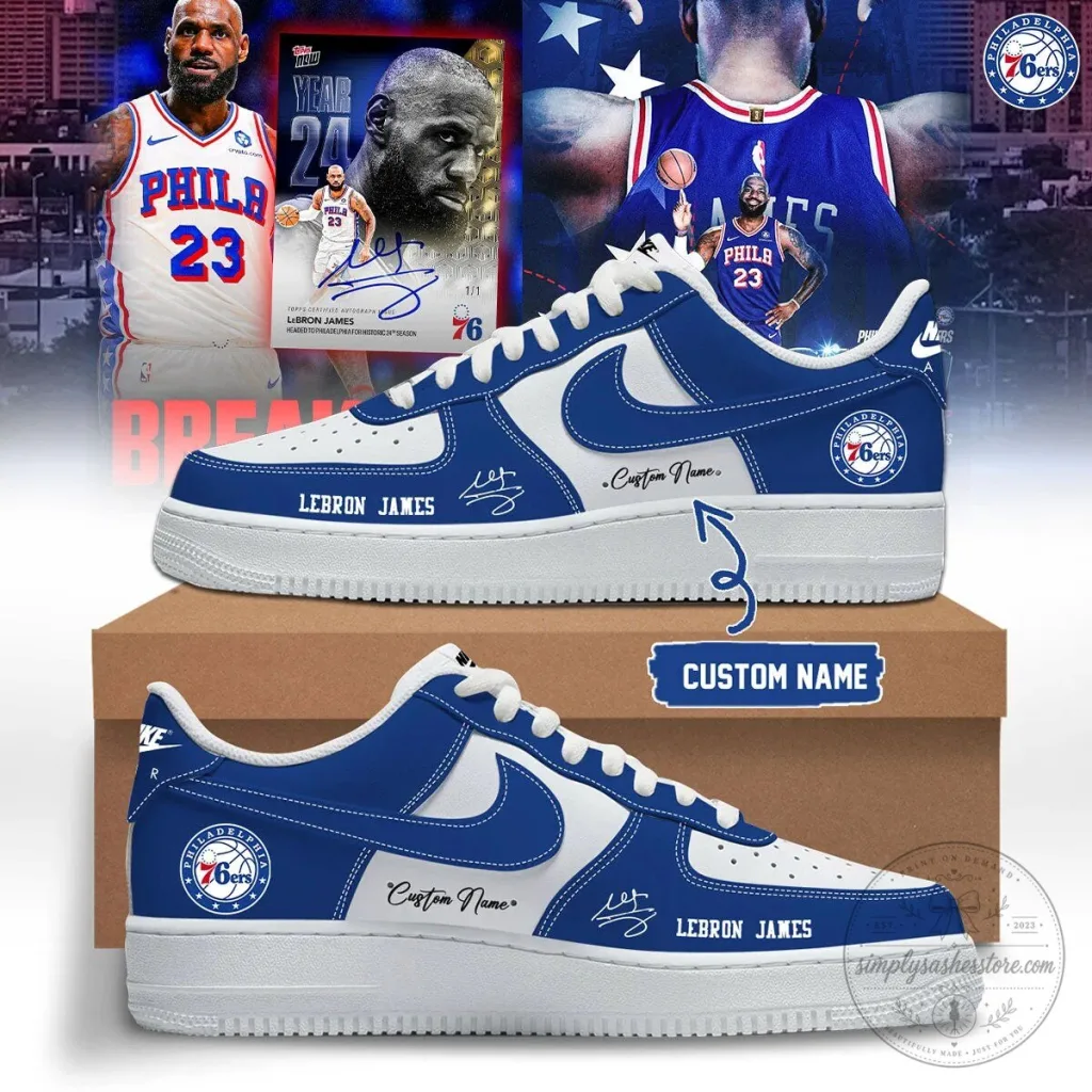 LeBron James Philadelphia 76ers Custom Name Sneakers LeBron James Philadelphia 76ers Custom Name Sneakers