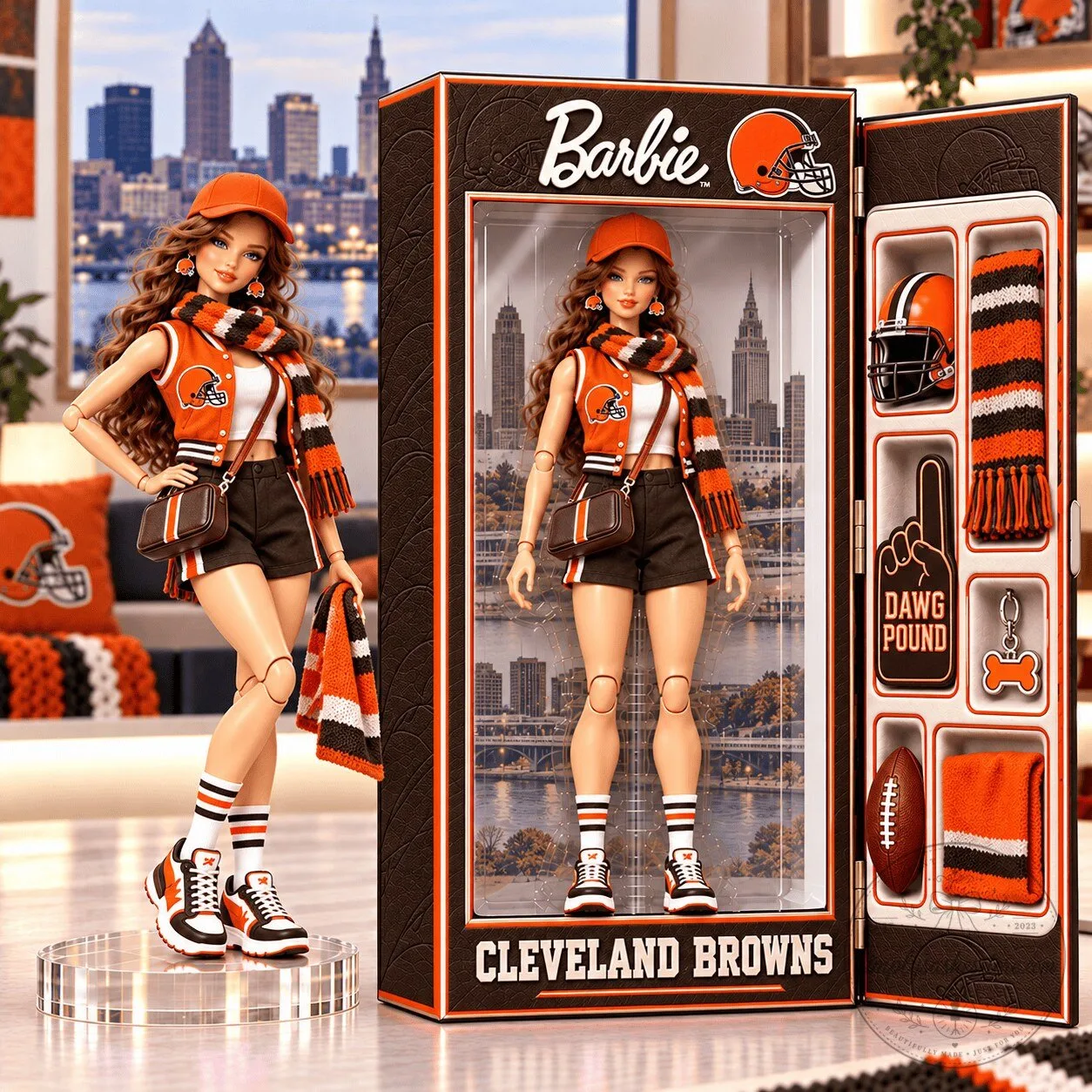 Barbie Cleveland Browns Football Fan Collectible Doll with Accessories 2 Barbie Cleveland Browns Football Fan Collectible Doll with Accessories