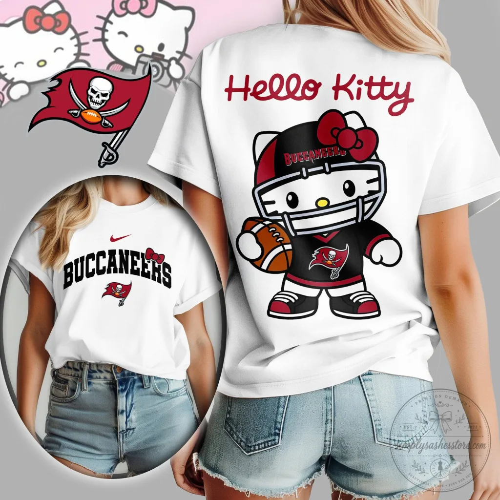 Hello Kitty Tampa Bay Buccaneers Football Fan Women's T-Shirt Hello Kitty Tampa Bay Buccaneers Football Fan Women's T-Shirt