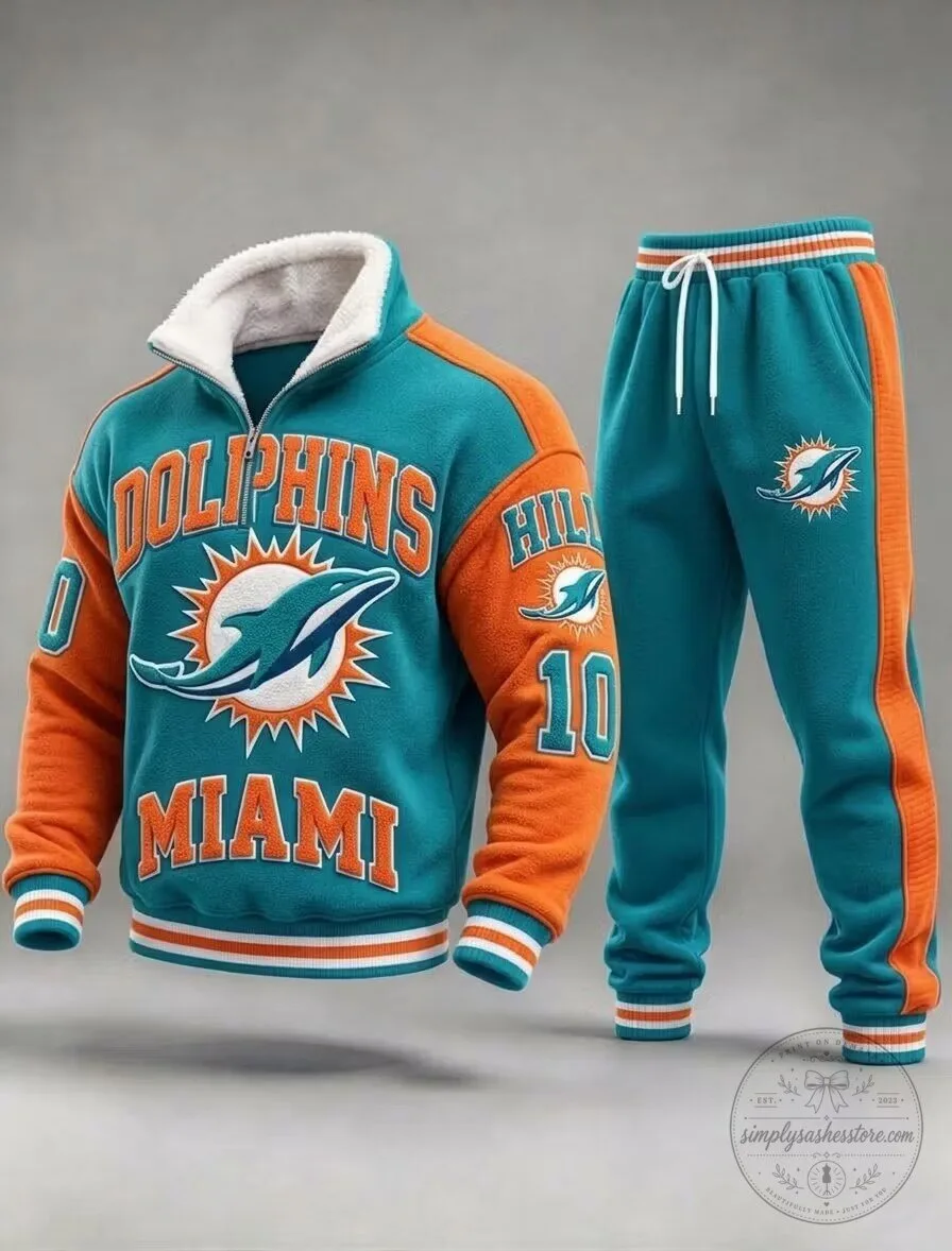 Miami Dolphins Quarter-Zip Pullover and Jogger Sweatpants Tracksuit Set