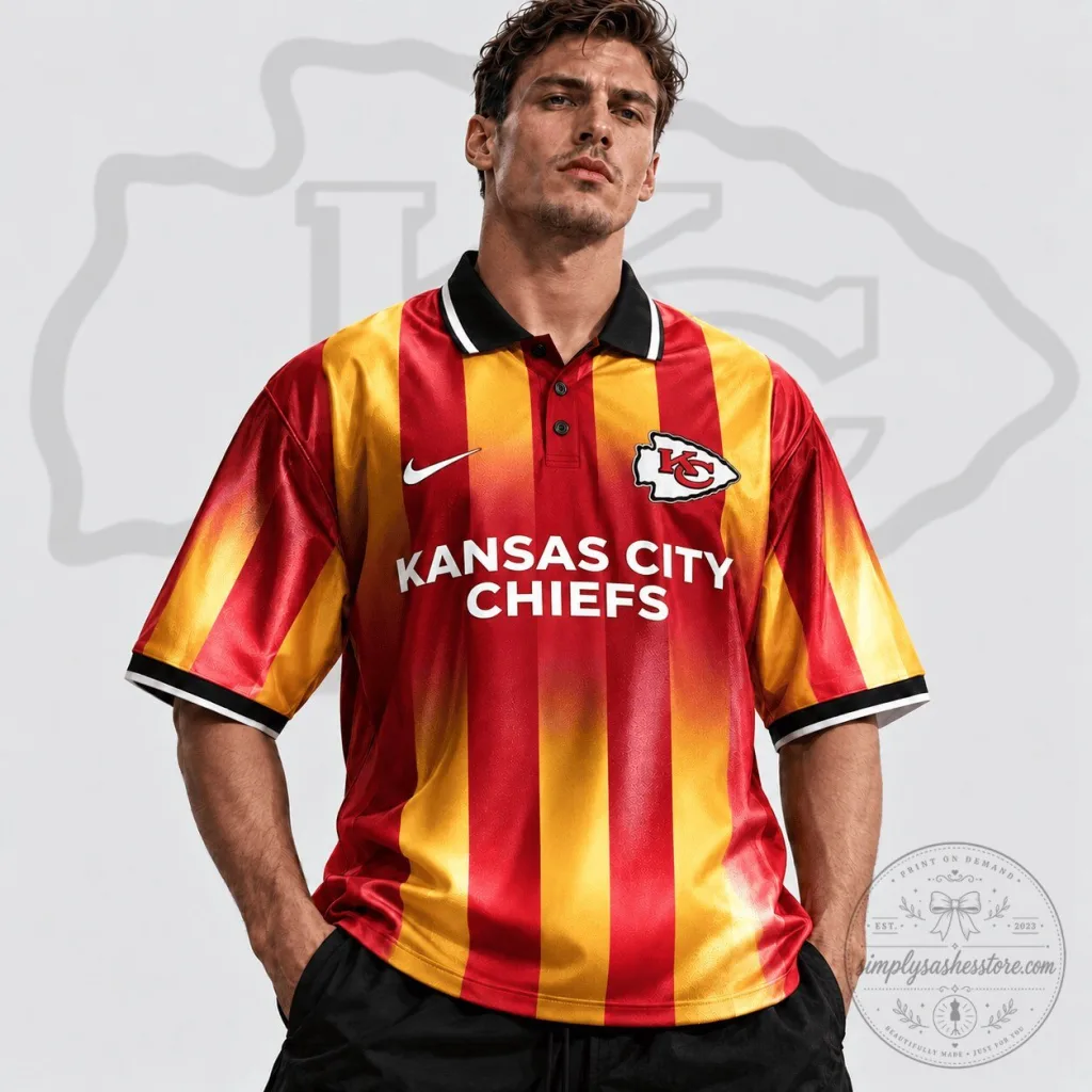Kansas City Chiefs Premium NFL Football Team Crest Vertical Stripe Retro Jersey Kansas City Chiefs Premium NFL Football Team Crest Vertical Stripe Retro Jersey