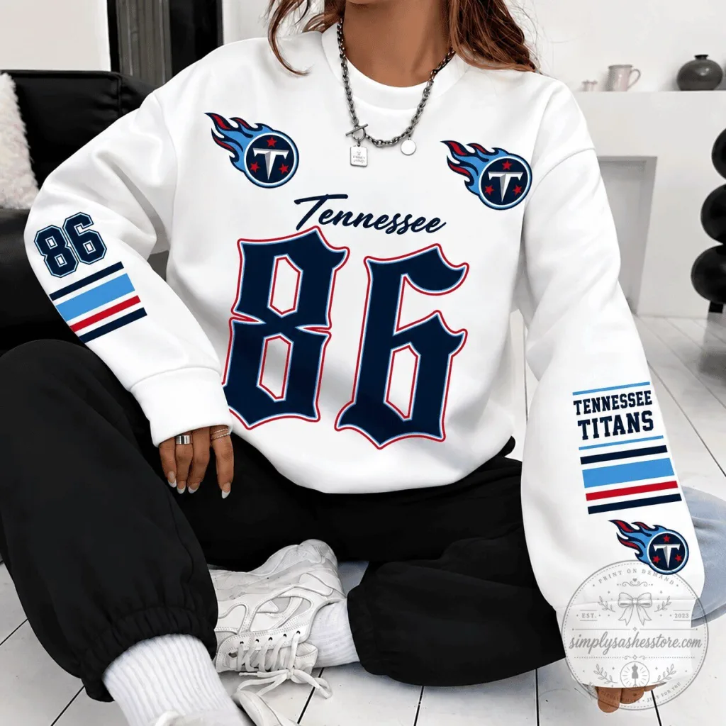 Tennessee Titans Custom Number 86 NFL Team Heritage Sweatshirt Tennessee Titans Custom Number 86 NFL Team Heritage Sweatshirt