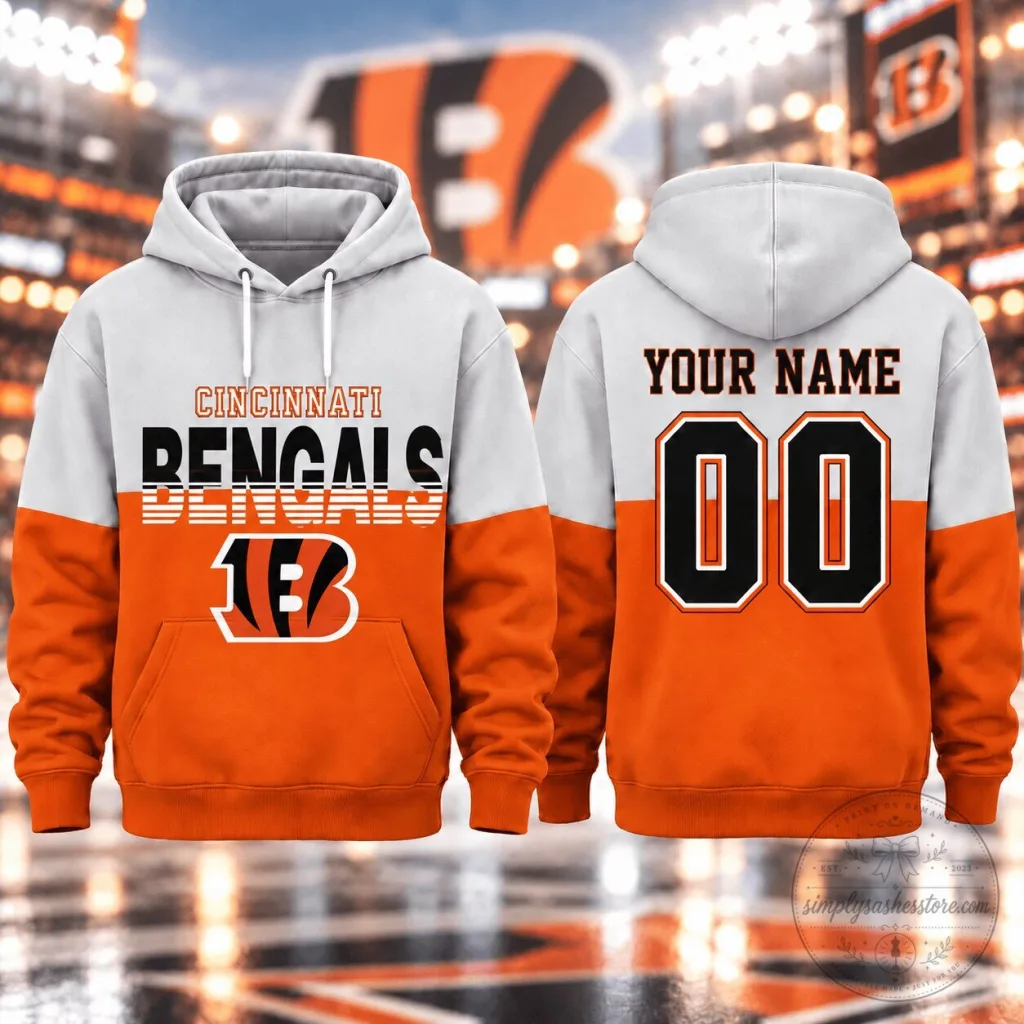 Cincinnati Bengals NFL Football Team Personalized Varsity Stripe Hoodie Cincinnati Bengals NFL Football Team Personalized Varsity Stripe Hoodie