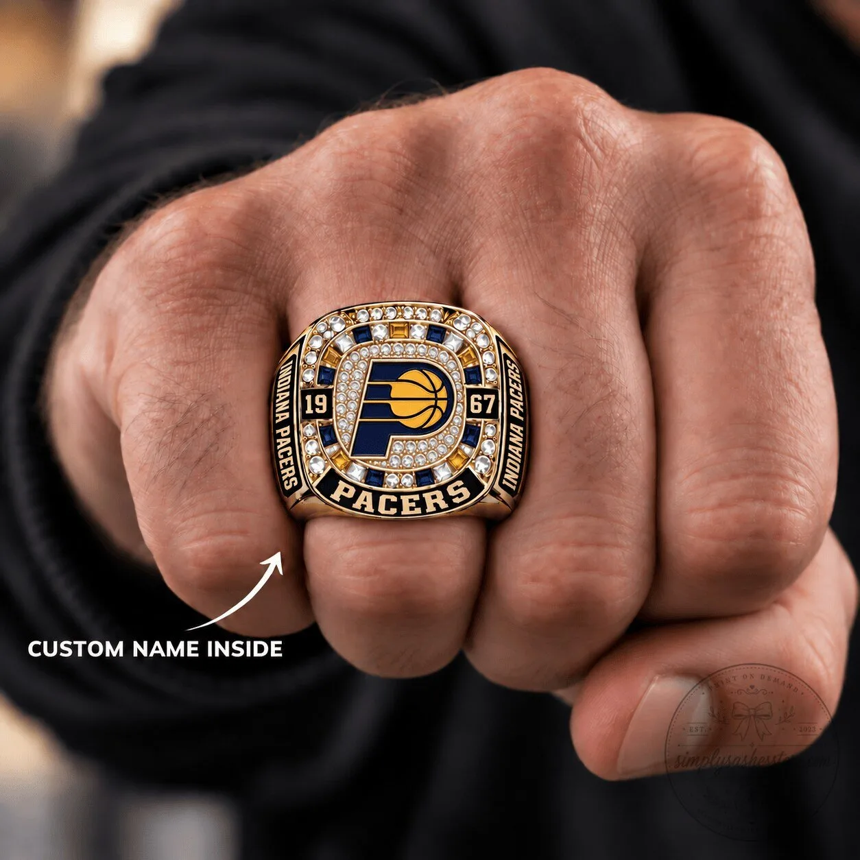 Indiana Pacers NBA Championship Ring Gold Plated Custom Name Fan Jewelry