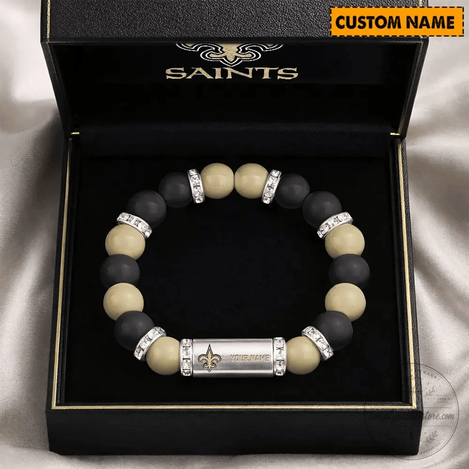 New Orleans Saints Personalized Football Team Beaded Bracelet 1 New Orleans Saints Personalized Football Team Beaded Bracelet