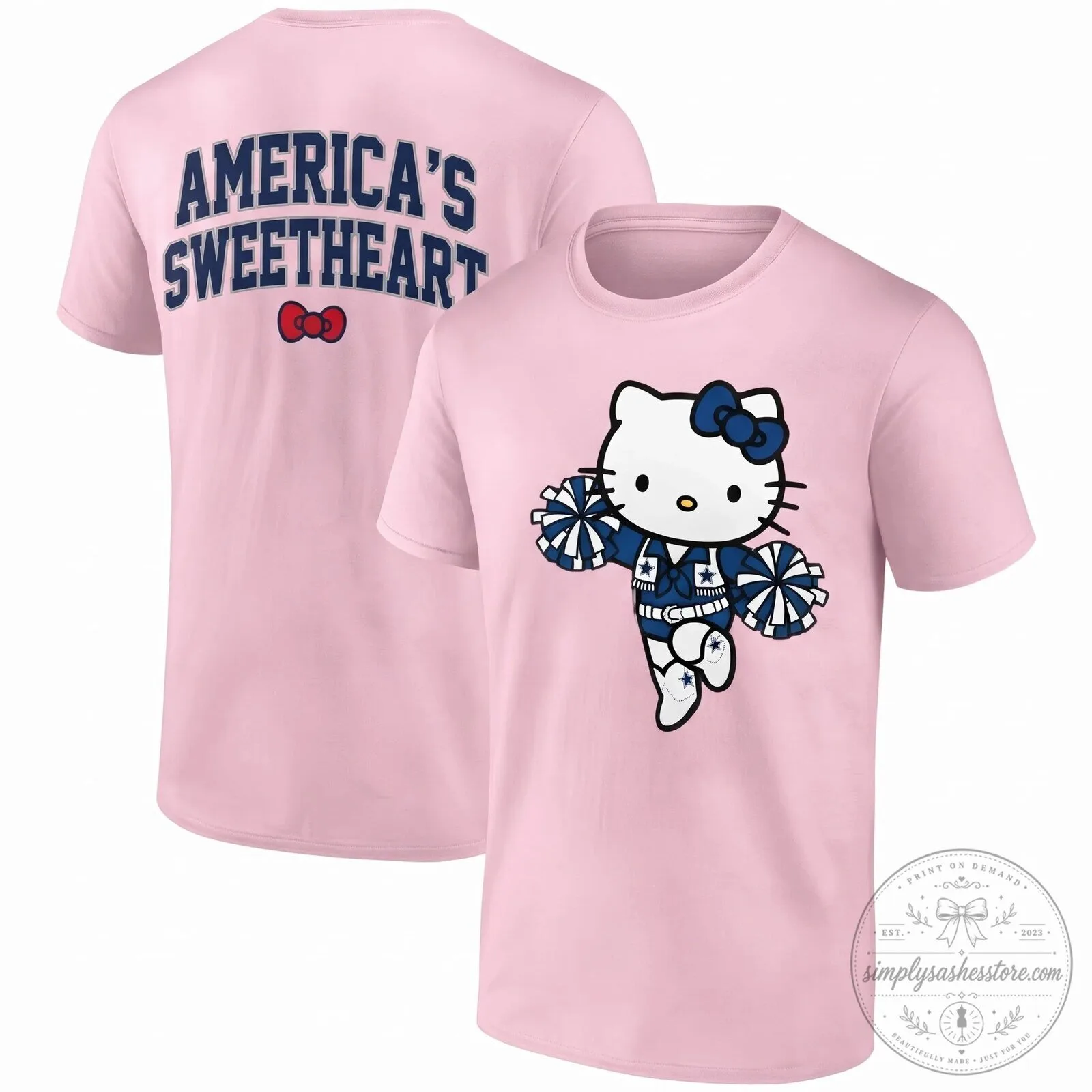 Hello Kitty Cheerleader T-Shirt in Black - Dallas Cowboys America's Sweetheart Design 13 Hello Kitty Cheerleader T-Shirt in Black - Dallas Cowboys America