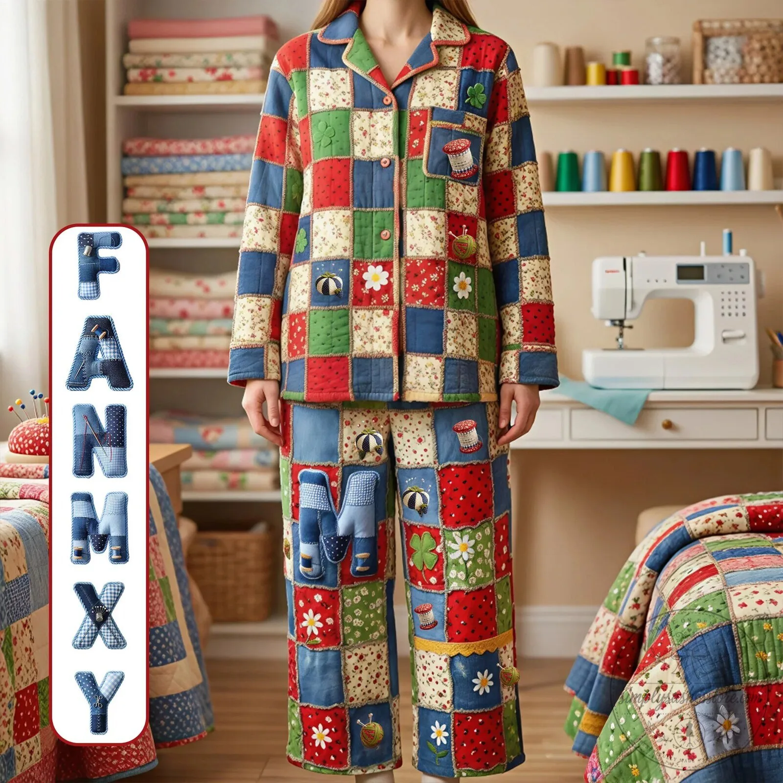 Cozy Patchwork Quilted Pajama Set for Sewing Lovers 12 Cozy Patchwork Quilted Pajama Set for Sewing Lovers