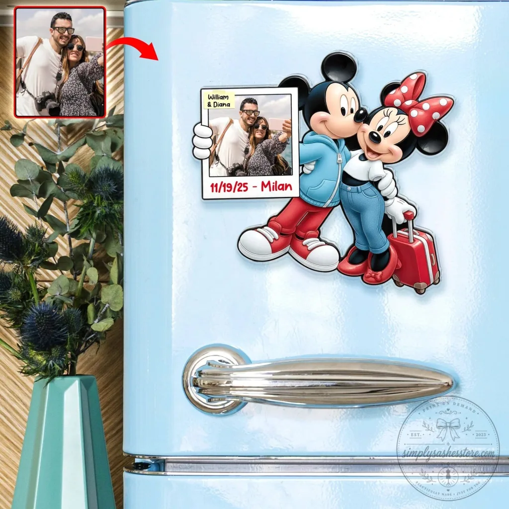 Personalized Mickey and Minnie Mouse Couple Vacation Refrigerator Magnet Personalized Mickey and Minnie Mouse Couple Vacation Refrigerator Magnet