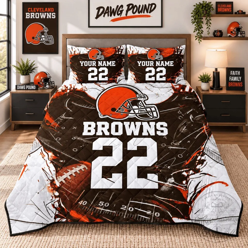 Cleveland Browns Personalized Football Team Bedding Set Cleveland Browns Personalized Football Team Bedding Set