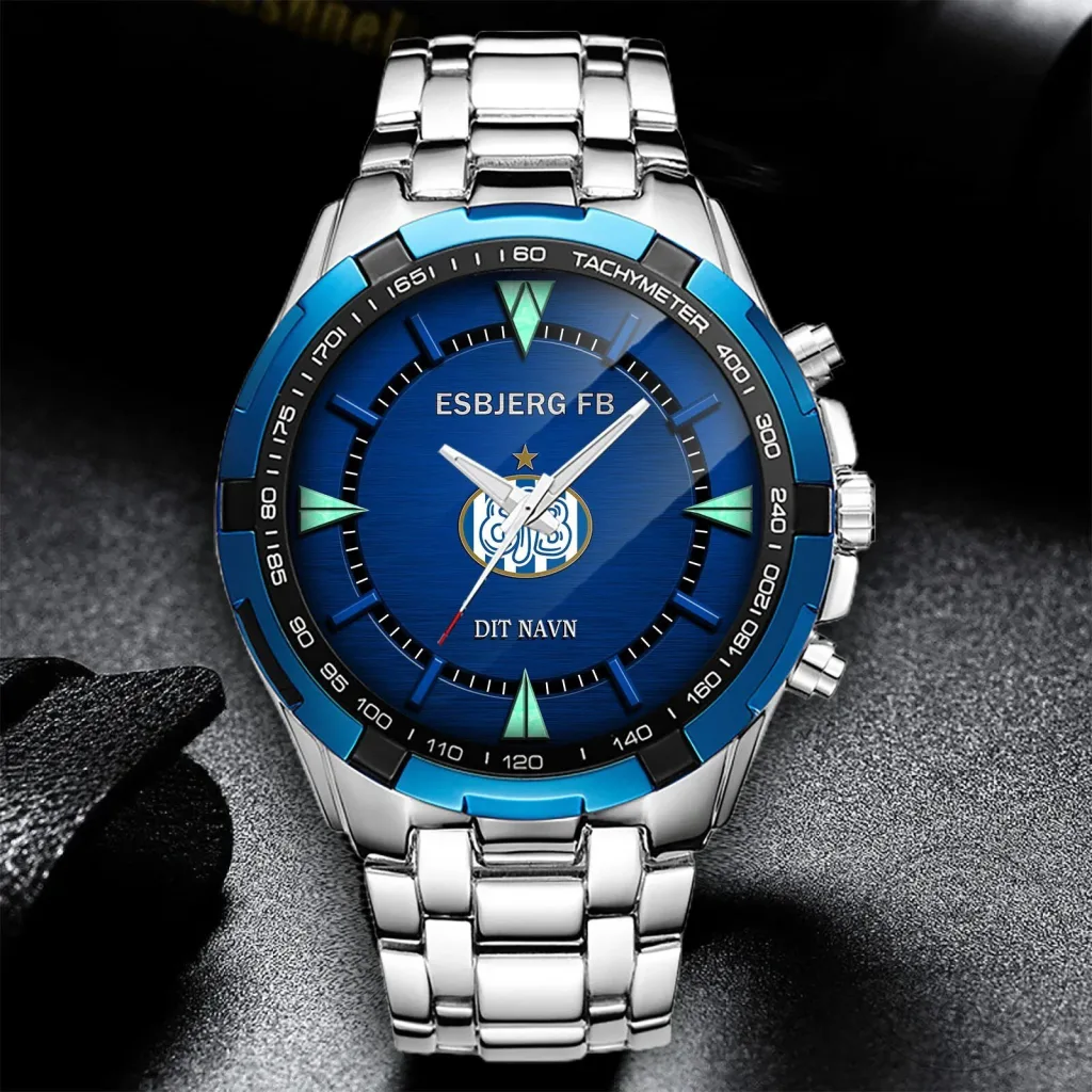 Esbjerg Football Club Fan Team Logo Stainless Steel Watch Esbjerg Football Club Fan Team Logo Stainless Steel Watch