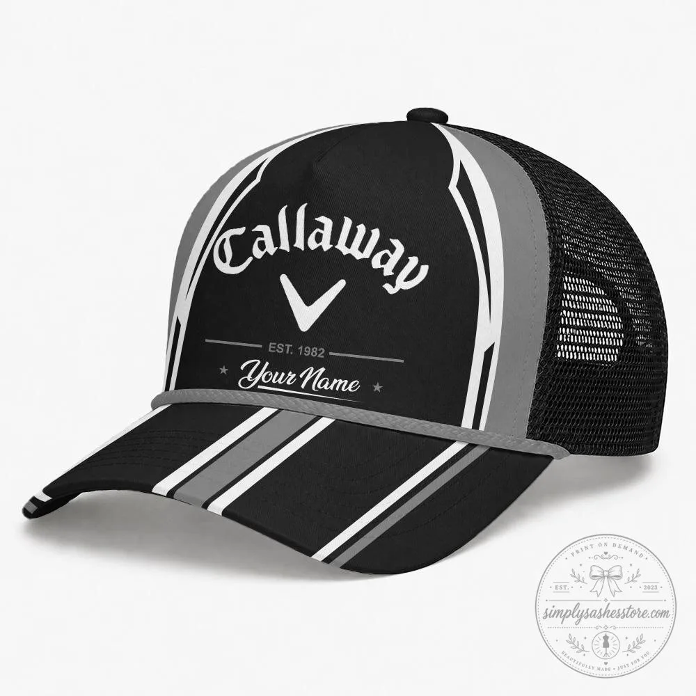 Callaway Golf Black Orange White Striped Custom Name Trucker Hat Neck Gaiter Set 23 Callaway Golf Black Orange White Striped Custom Name Trucker Hat Neck Gaiter Set