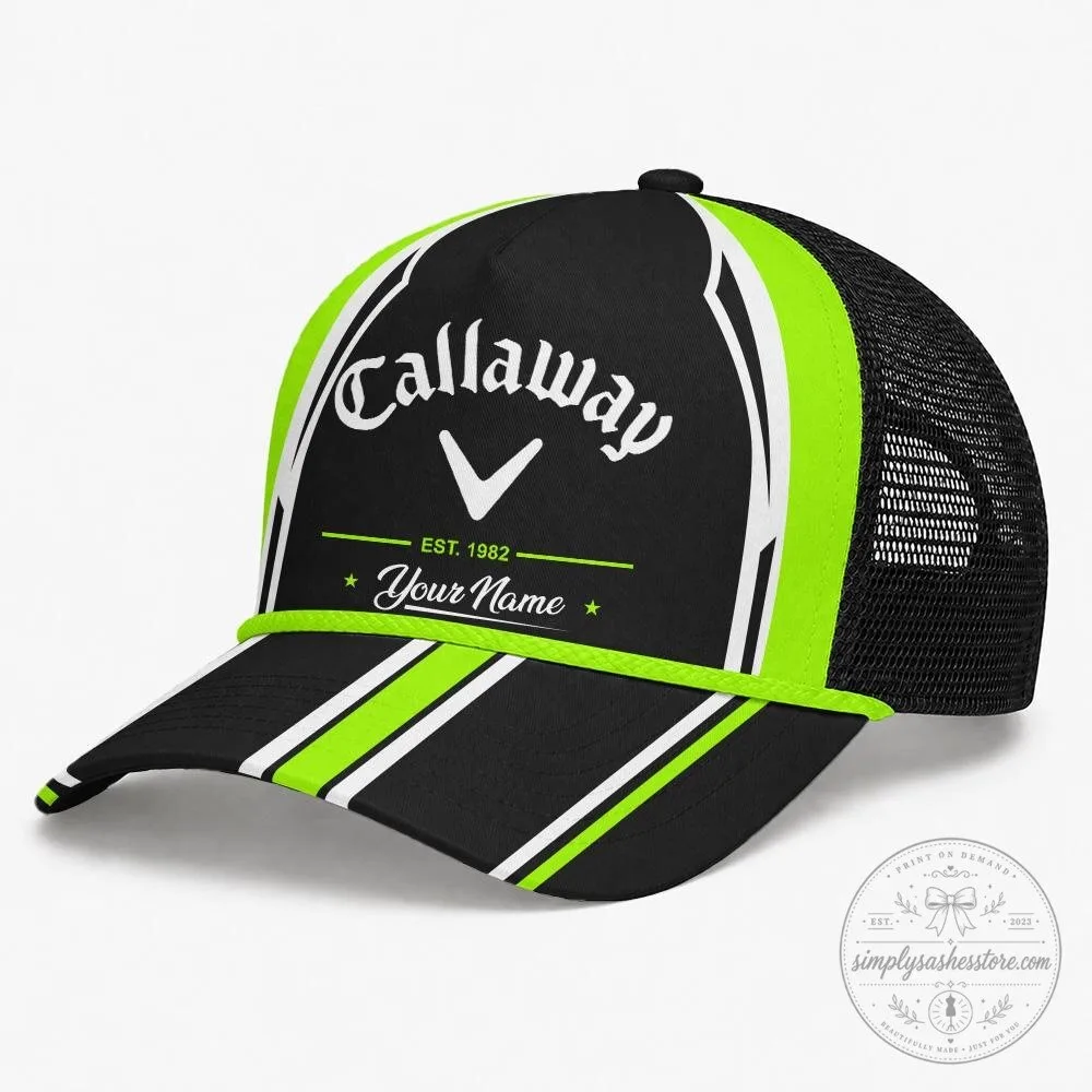 Callaway Golf Black Orange White Striped Custom Name Trucker Hat Neck Gaiter Set 24 Callaway Golf Black Orange White Striped Custom Name Trucker Hat Neck Gaiter Set