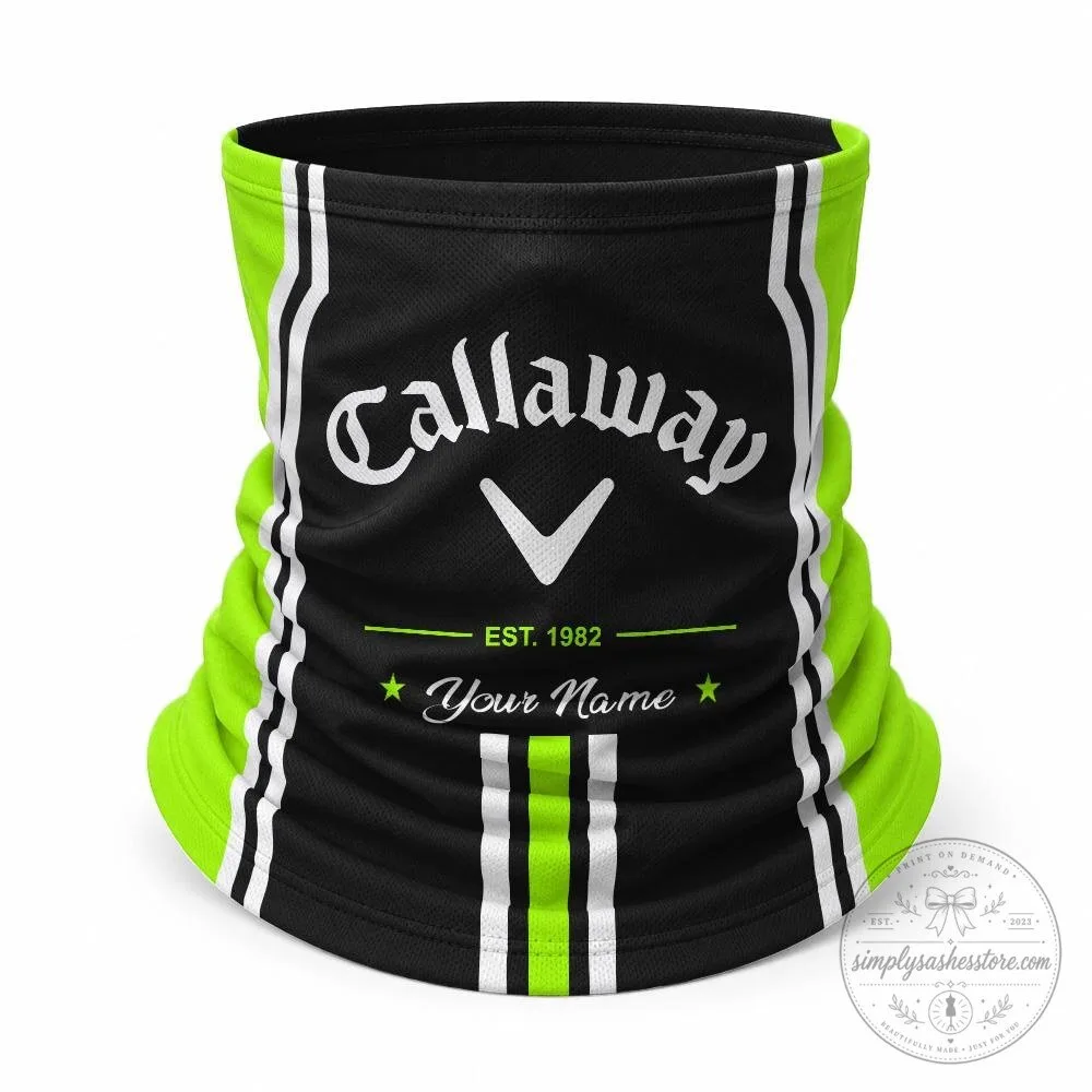 Callaway Golf Black Orange White Striped Custom Name Trucker Hat Neck Gaiter Set 30 Callaway Golf Black Orange White Striped Custom Name Trucker Hat Neck Gaiter Set