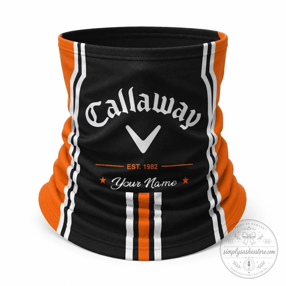 Callaway Golf Black Orange White Striped Custom Name Trucker Hat Neck Gaiter Set 31 Callaway Golf Black Orange White Striped Custom Name Trucker Hat Neck Gaiter Set