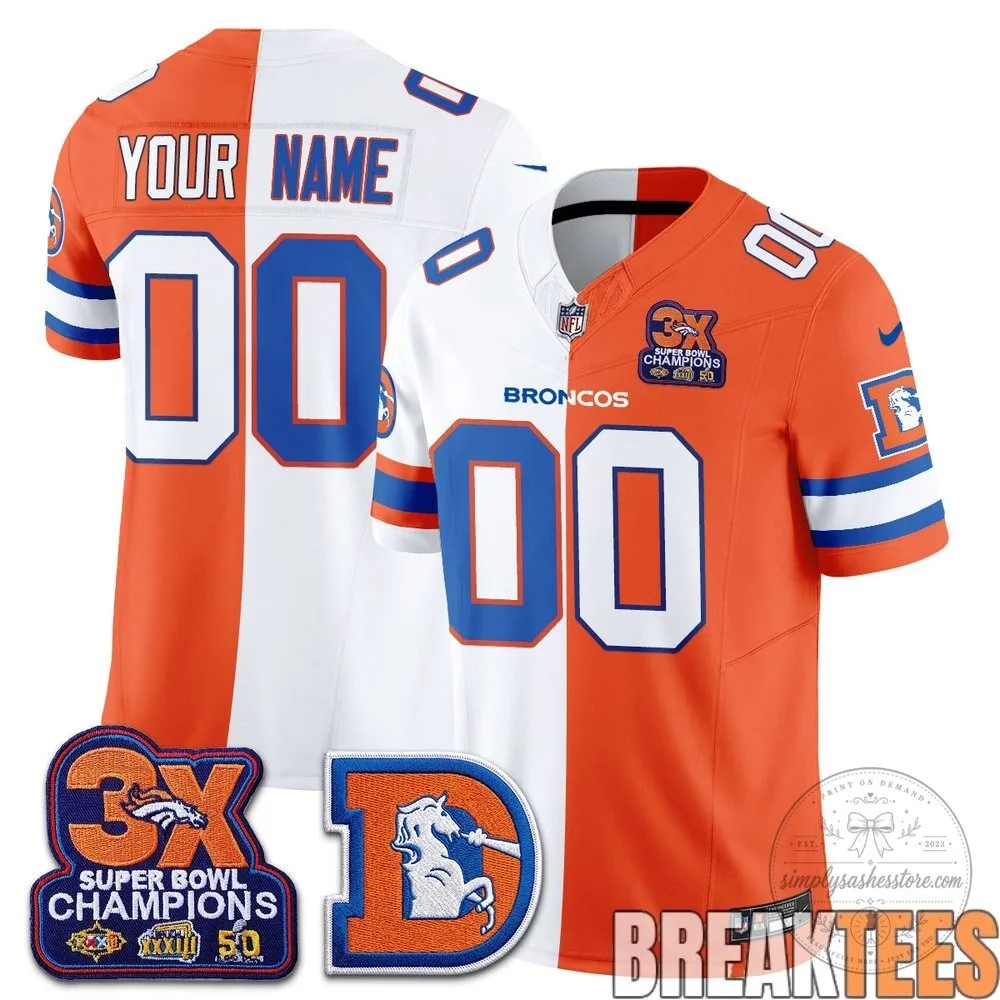 Denver Broncos Super Bowl Champions Split Custom Football Jersey 8 Denver Broncos Super Bowl Champions Split Custom Football Jersey