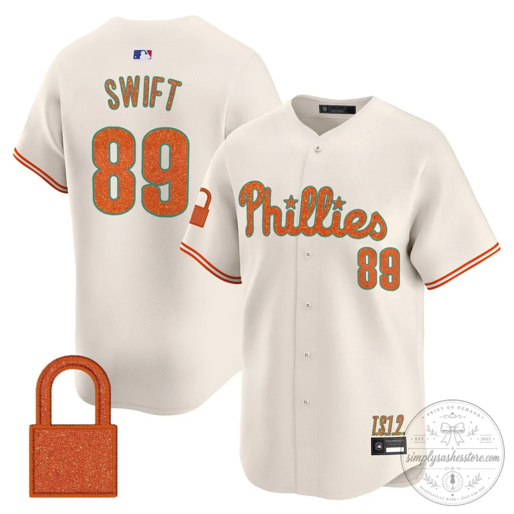 Taylor Swift Philadelphia Phillies Baseball Jersey - Cream White Taylor Swift Philadelphia Phillies Baseball Jersey - Cream White