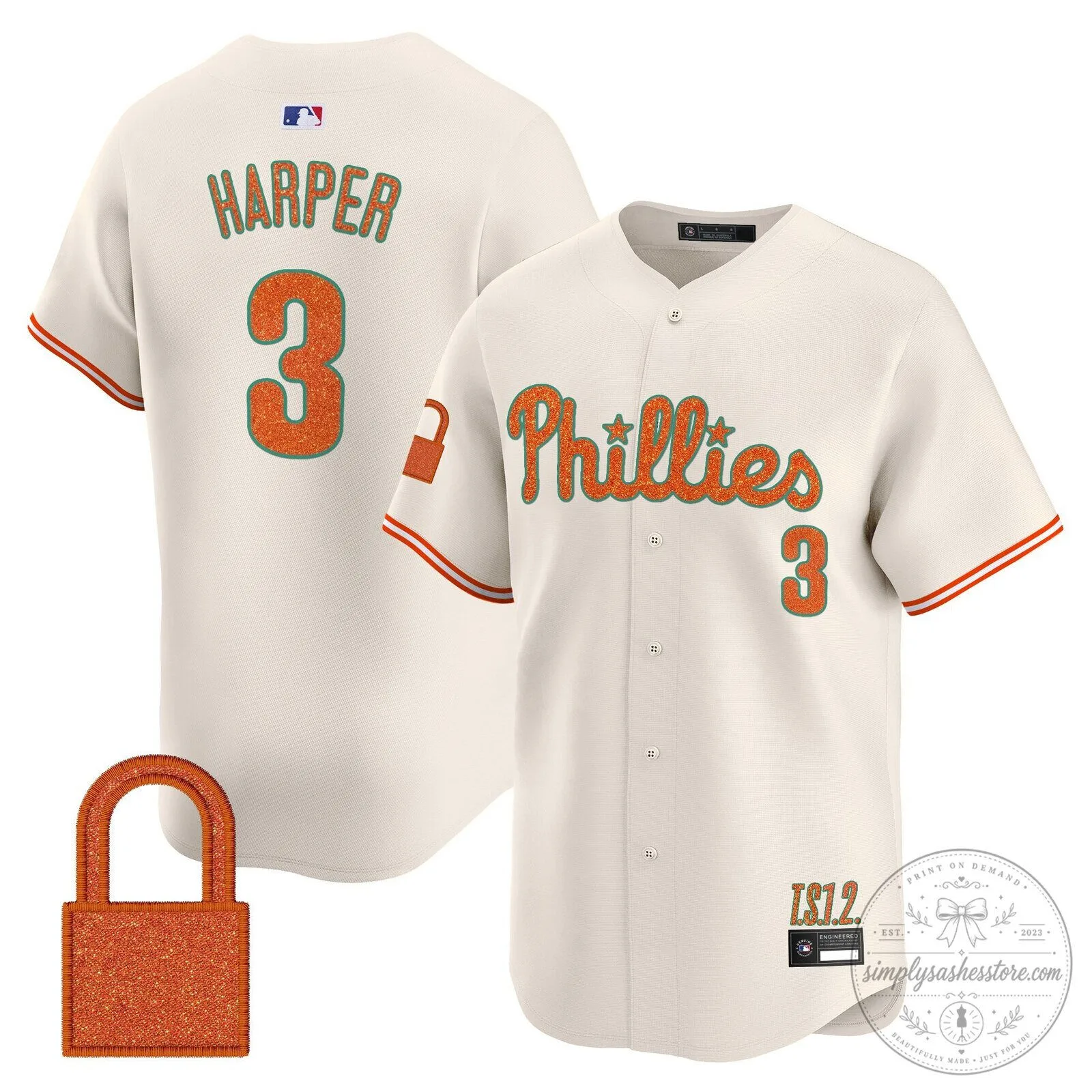 Taylor Swift Philadelphia Phillies Baseball Jersey - Cream White 52 Taylor Swift Philadelphia Phillies Baseball Jersey - Cream White