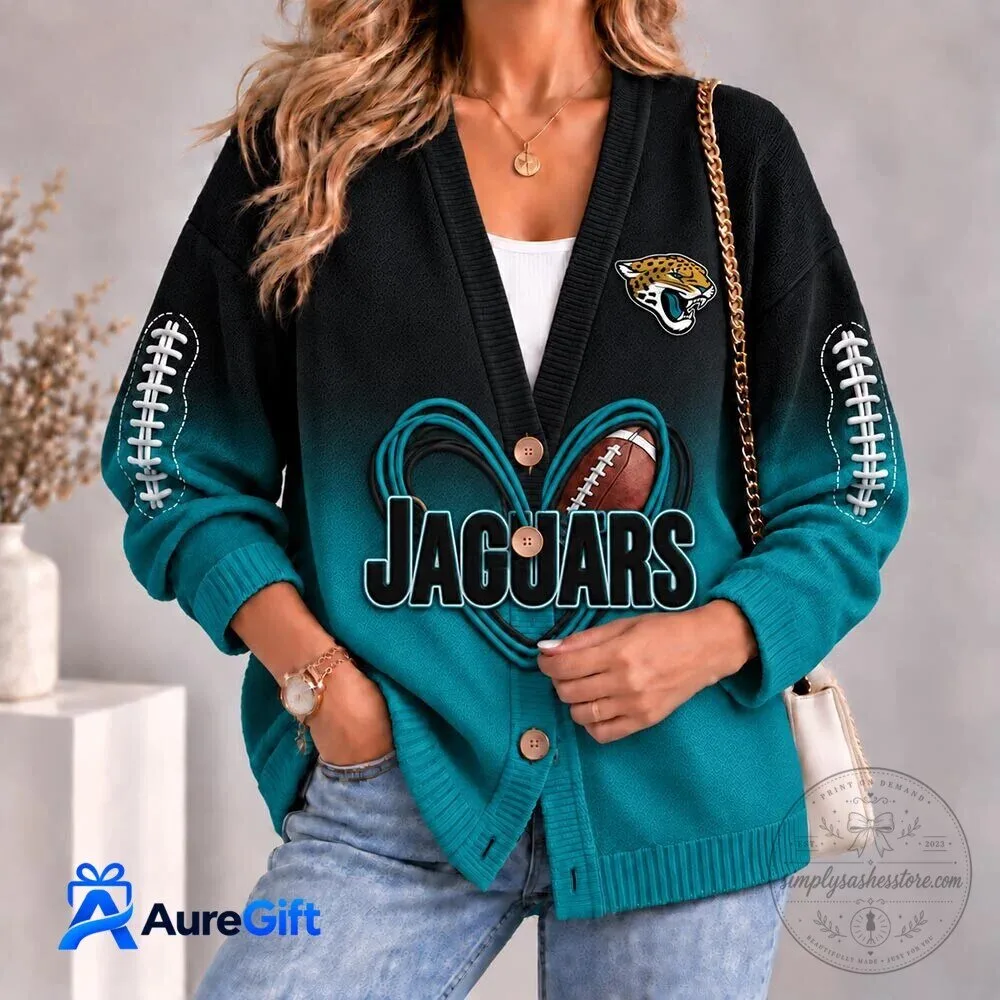 Jacksonville Jaguars Football Team Logo Gradient Cardigan Sweater 5 Jacksonville Jaguars Football Team Logo Gradient Cardigan Sweater