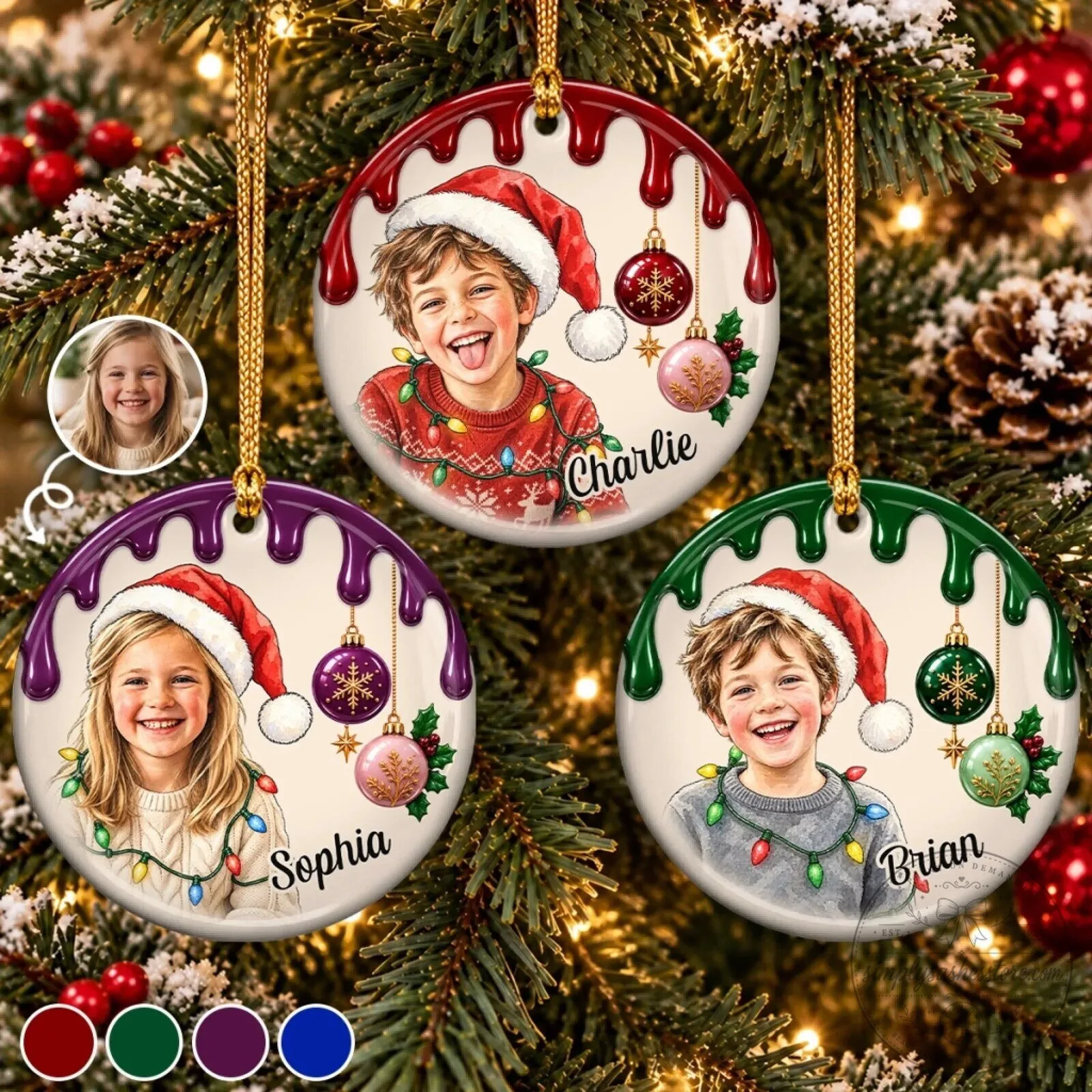 Personalized Child Photo Christmas Tree Ornament - Custom Holiday Keepsake Gift 2 Personalized Child Photo Christmas Tree Ornament - Custom Holiday Keepsake Gift