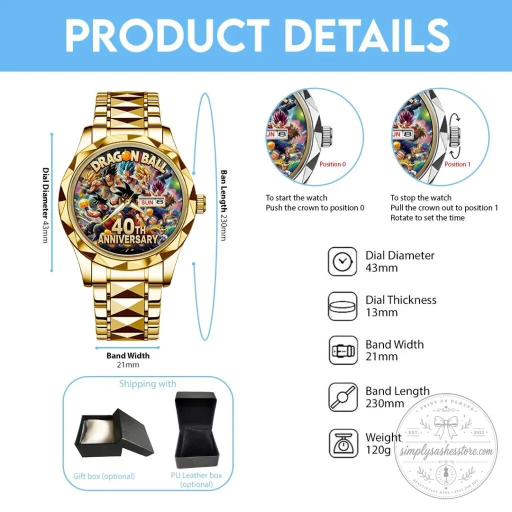 Dragon Ball 40th Anniversary Gold Stainless Steel Quartz Watch 10 Dragon Ball 40th Anniversary Gold Stainless Steel Quartz Watch