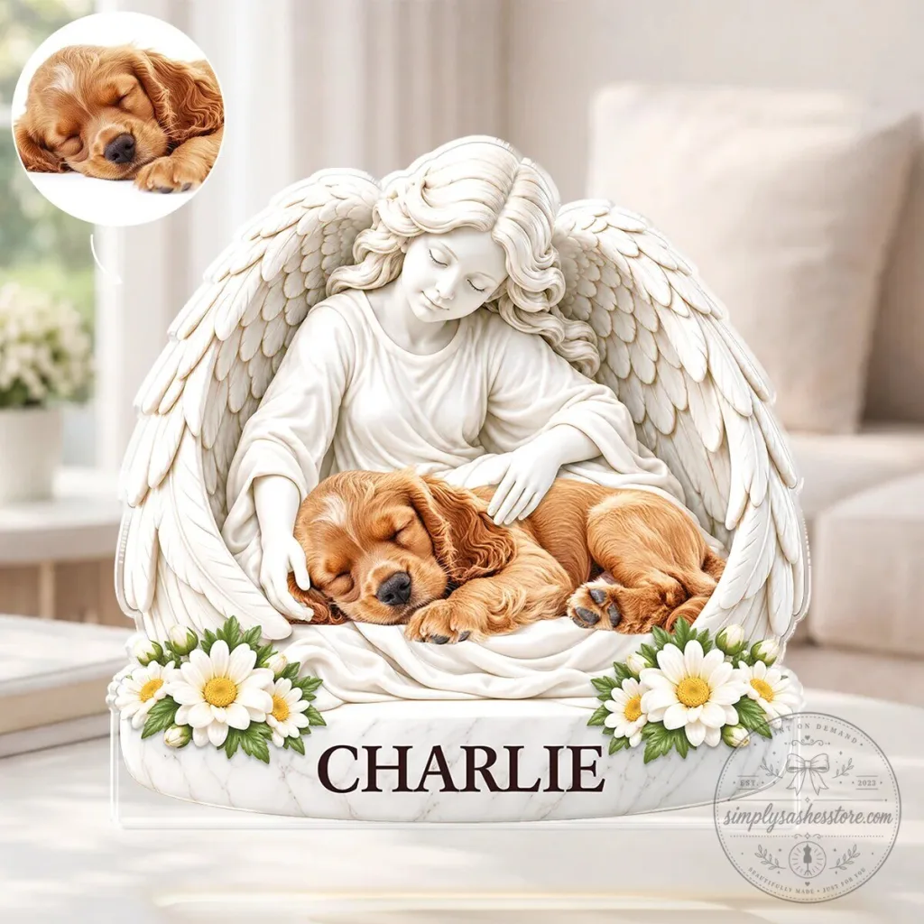 Personalized Pet Memorial Angel Hugging Dog Custom Photo Acrylic Plaque Personalized Pet Memorial Angel Hugging Dog Custom Photo Acrylic Plaque