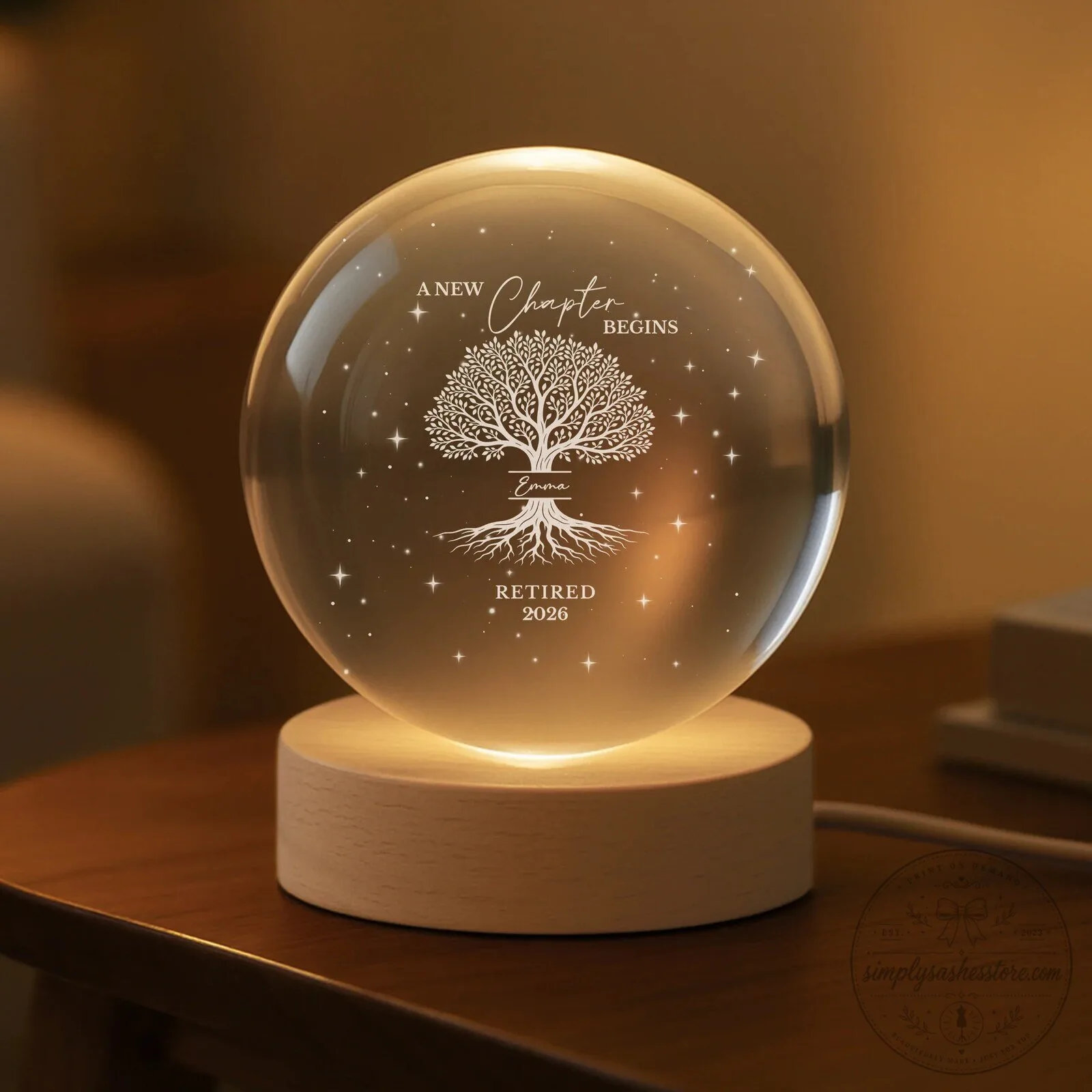 Personalized Retirement Crystal Ball Lamp - A New Chapter Begins Gift 5 Personalized Retirement Crystal Ball Lamp - A New Chapter Begins Gift