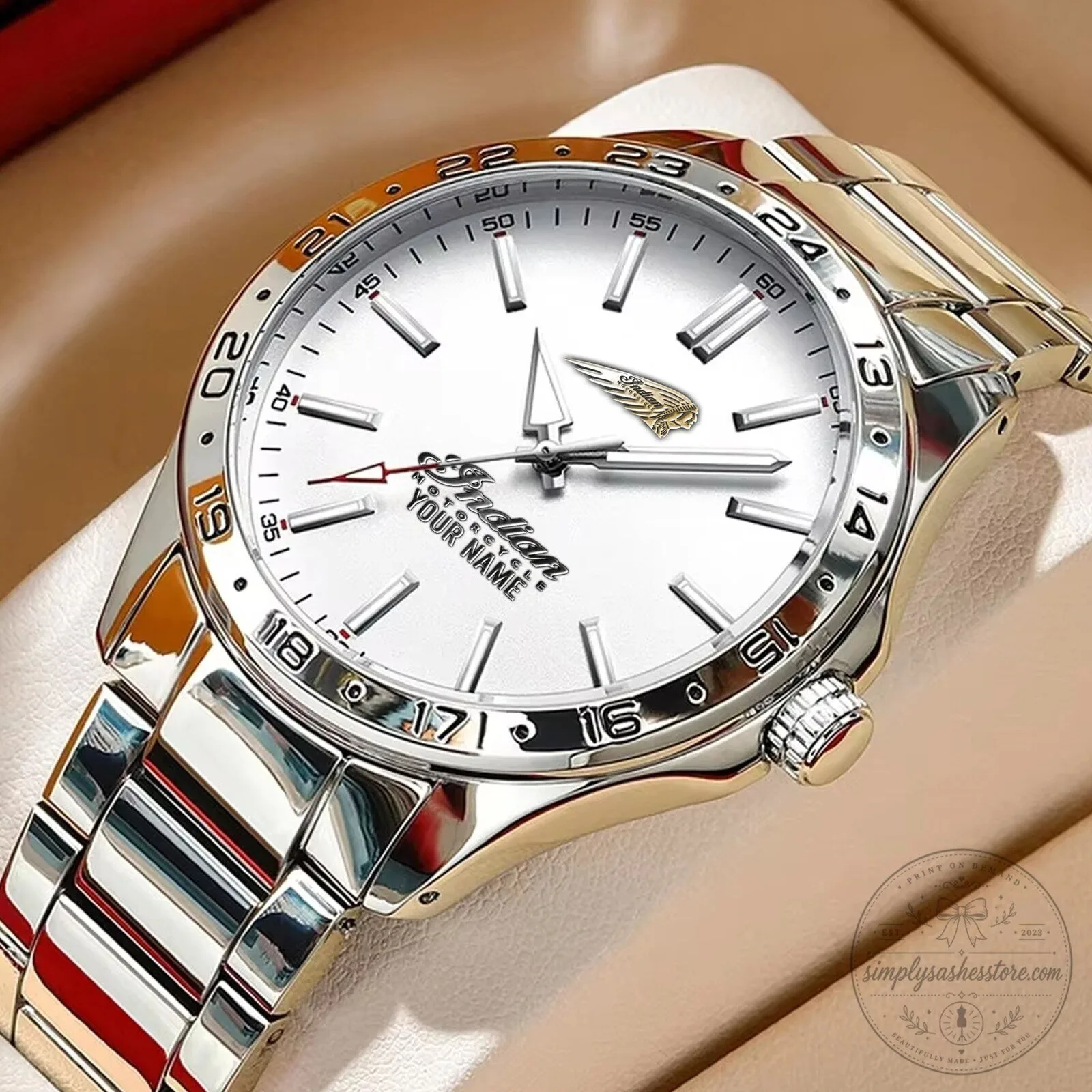 Indian Motorcycle Custom Name Engraved Stainless Steel Waterproof Watch 1 Indian Motorcycle Custom Name Engraved Stainless Steel Waterproof Watch