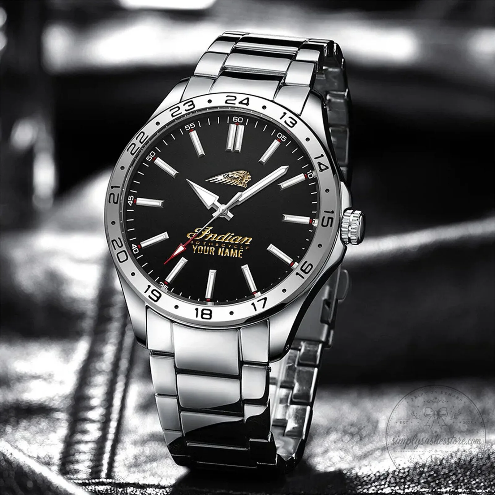Indian Motorcycle Custom Name Engraved Stainless Steel Waterproof Watch 12 Indian Motorcycle Custom Name Engraved Stainless Steel Waterproof Watch