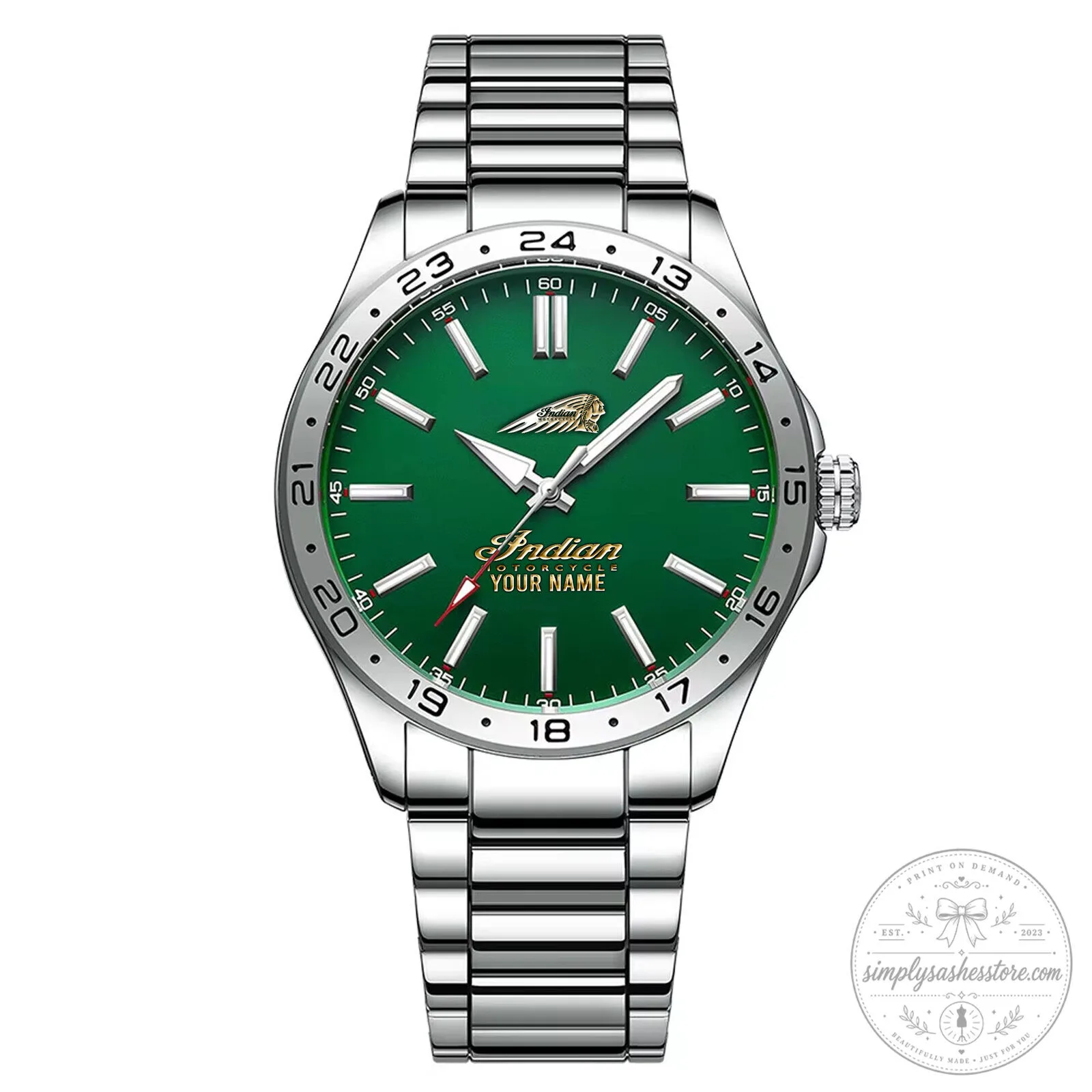 Indian Motorcycle Custom Name Engraved Stainless Steel Waterproof Watch 14 Indian Motorcycle Custom Name Engraved Stainless Steel Waterproof Watch