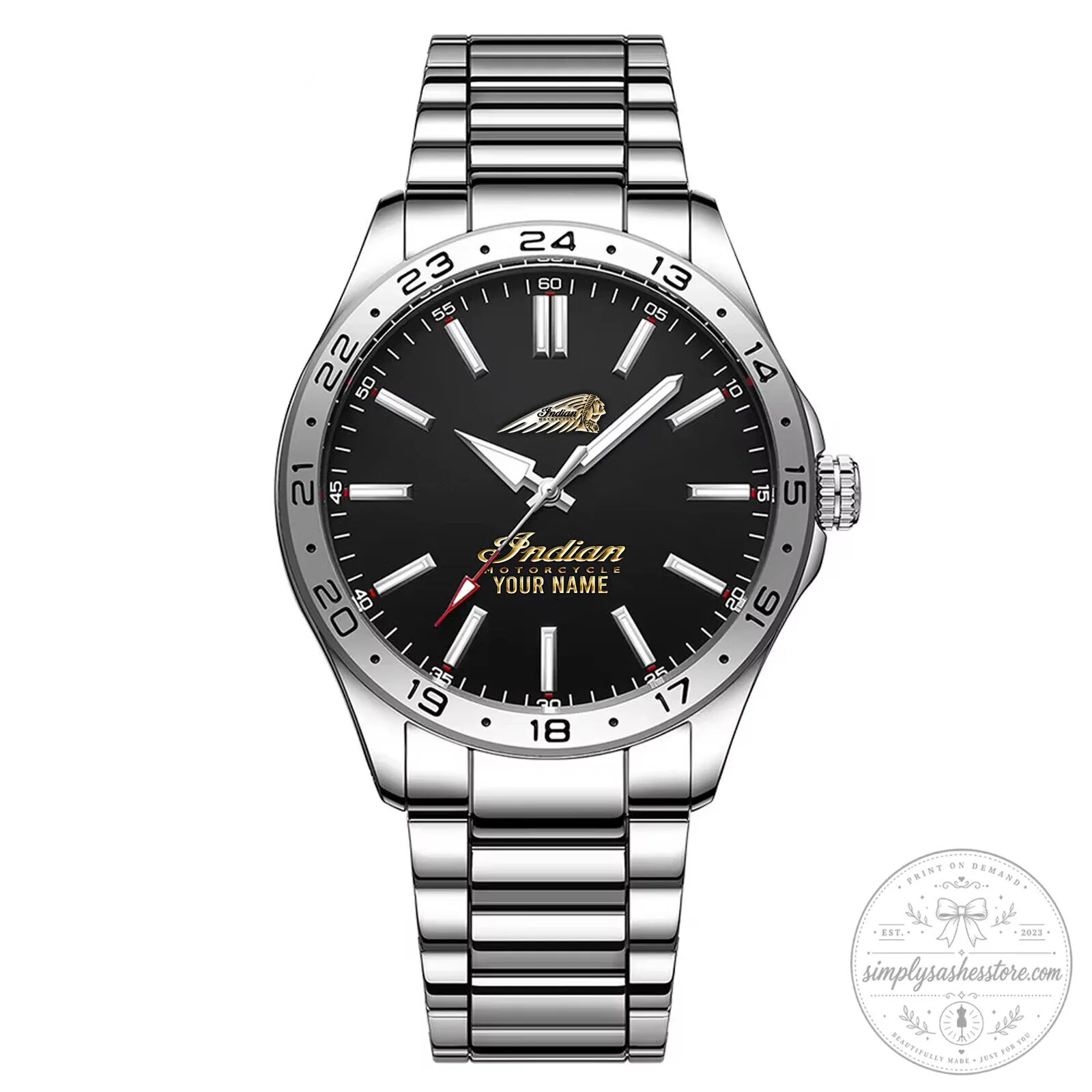 Indian Motorcycle Custom Name Engraved Stainless Steel Waterproof Watch 15 Indian Motorcycle Custom Name Engraved Stainless Steel Waterproof Watch