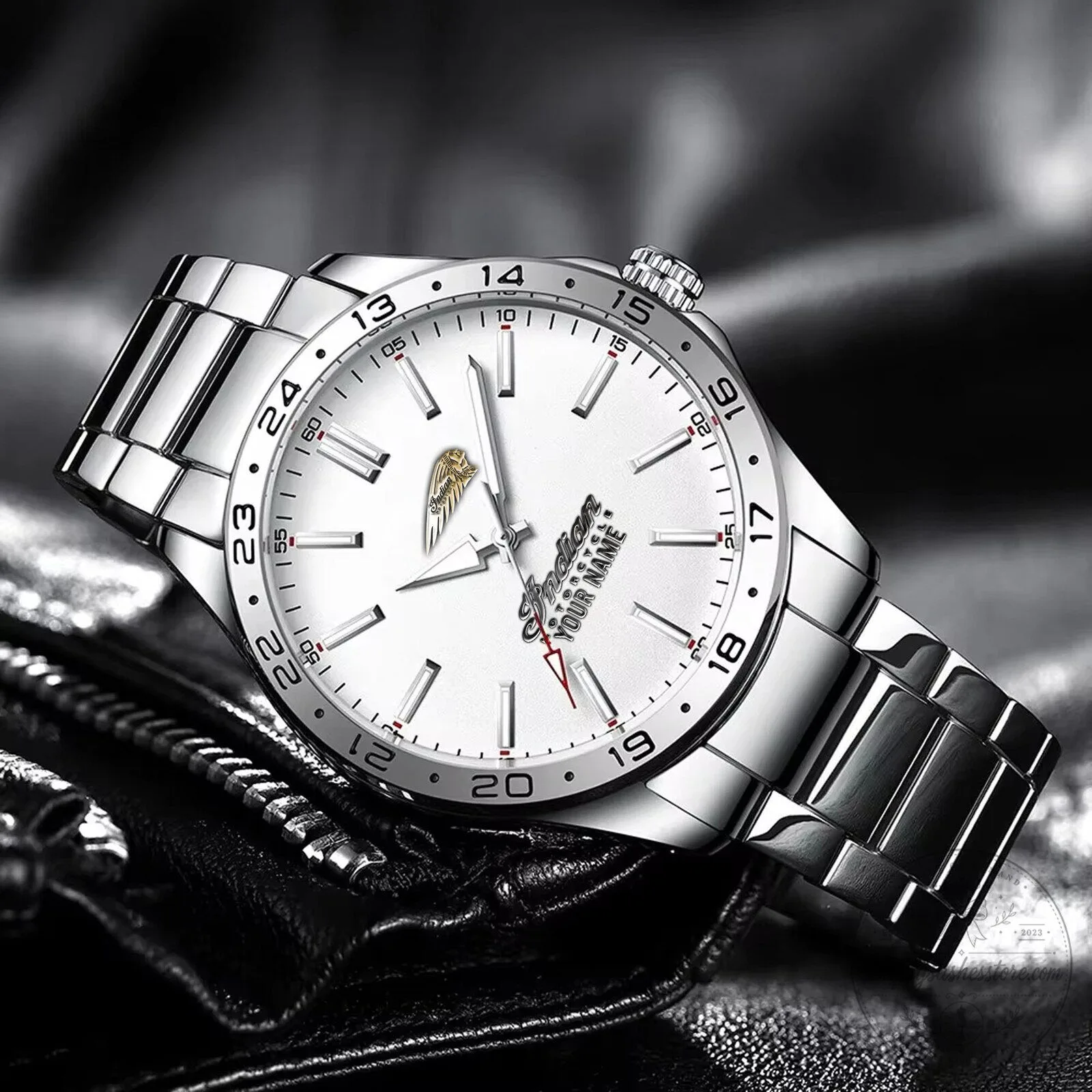Indian Motorcycle Custom Name Engraved Stainless Steel Waterproof Watch 16 Indian Motorcycle Custom Name Engraved Stainless Steel Waterproof Watch