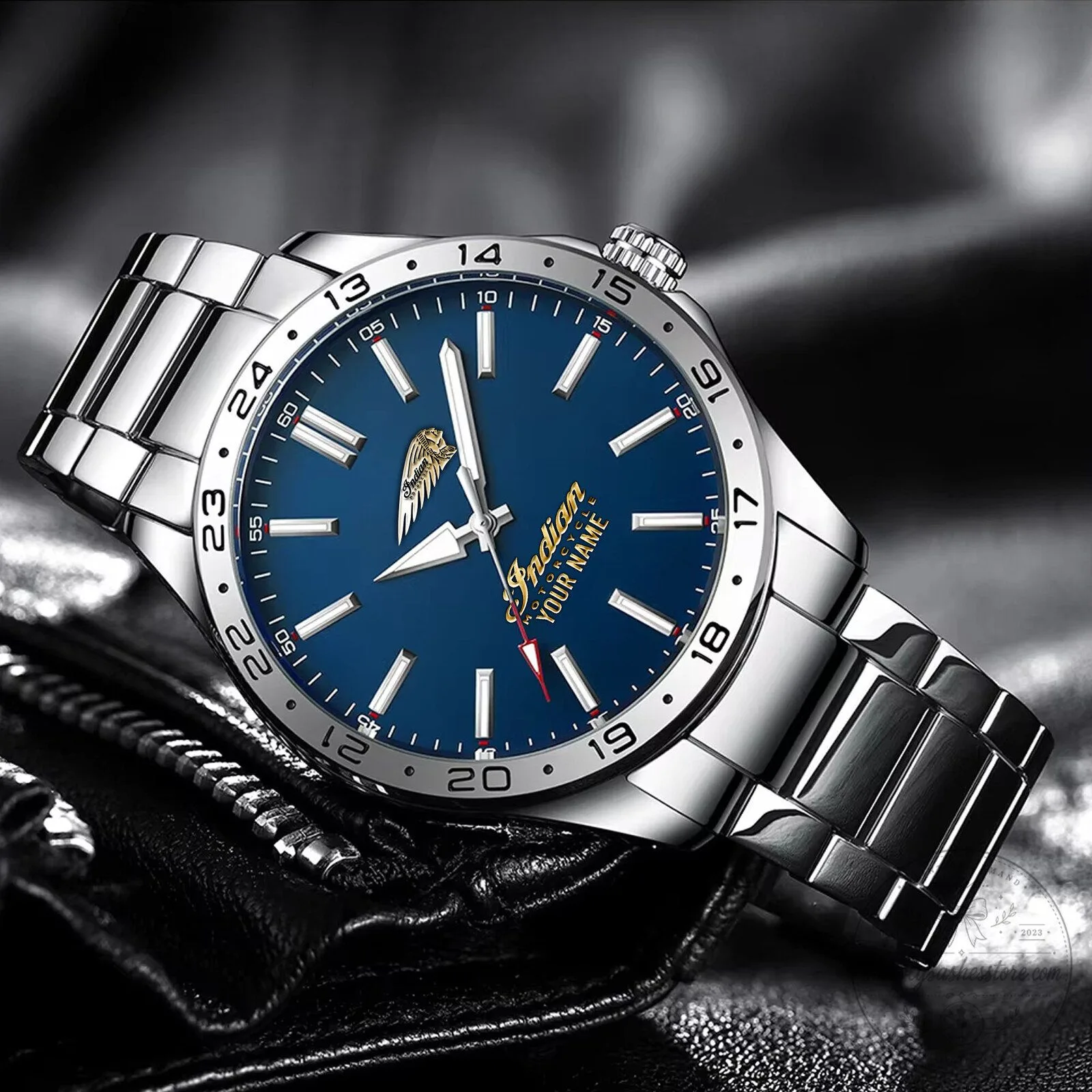Indian Motorcycle Custom Name Engraved Stainless Steel Waterproof Watch 18 Indian Motorcycle Custom Name Engraved Stainless Steel Waterproof Watch