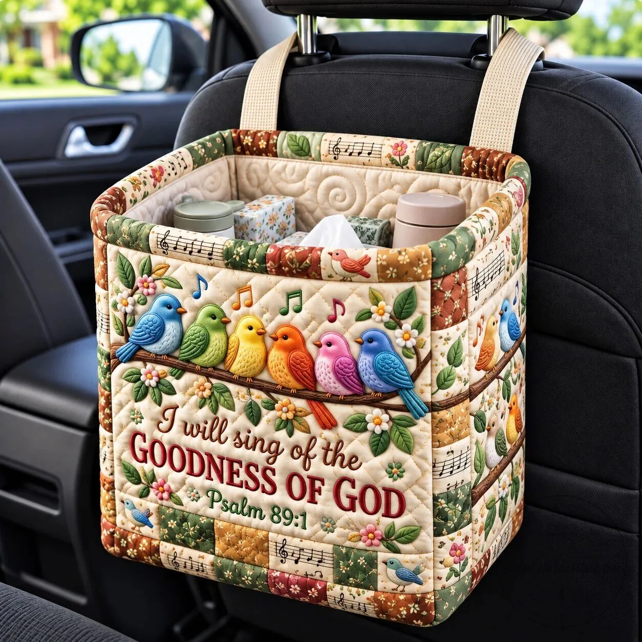 Christian Faith Birds I Will Sing of the Goodness of God Car Organizer