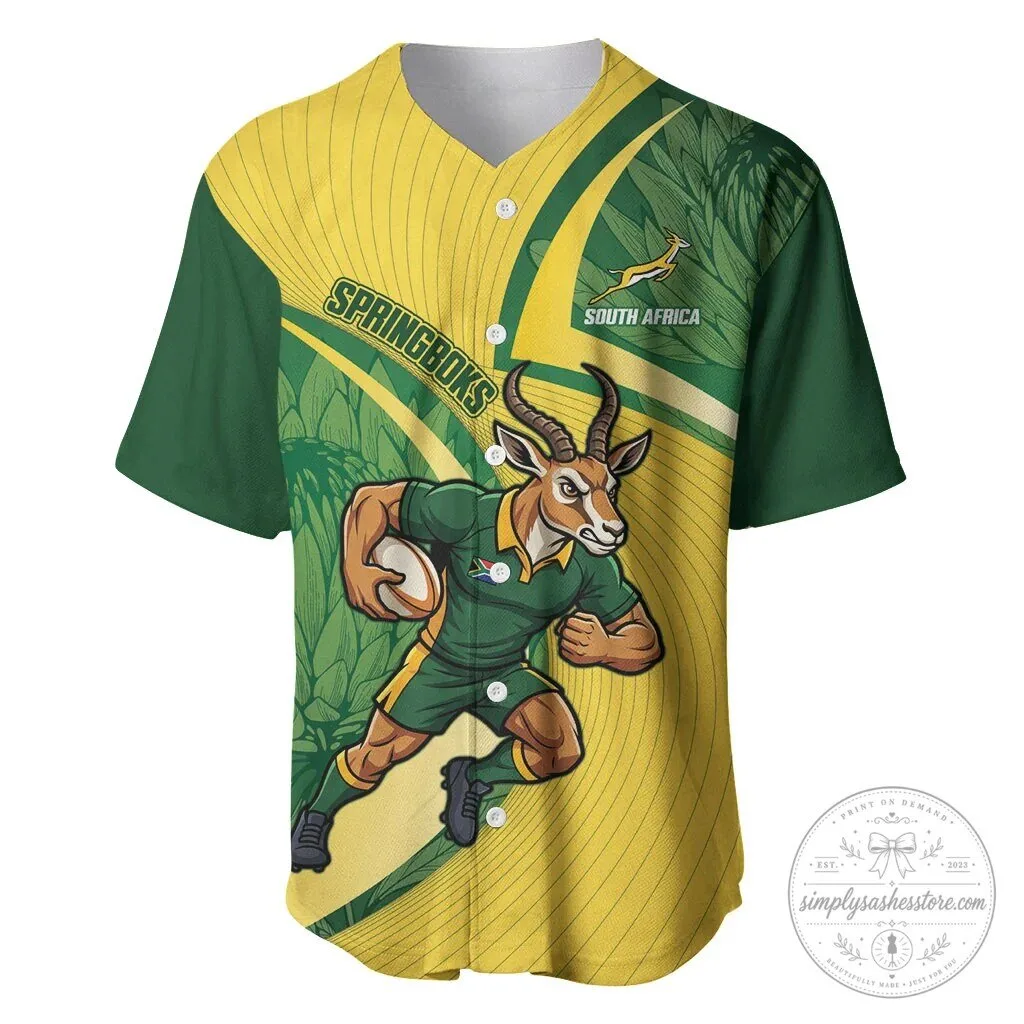 South Africa Springboks Rugby Team Mascot Custom Baseball Jersey