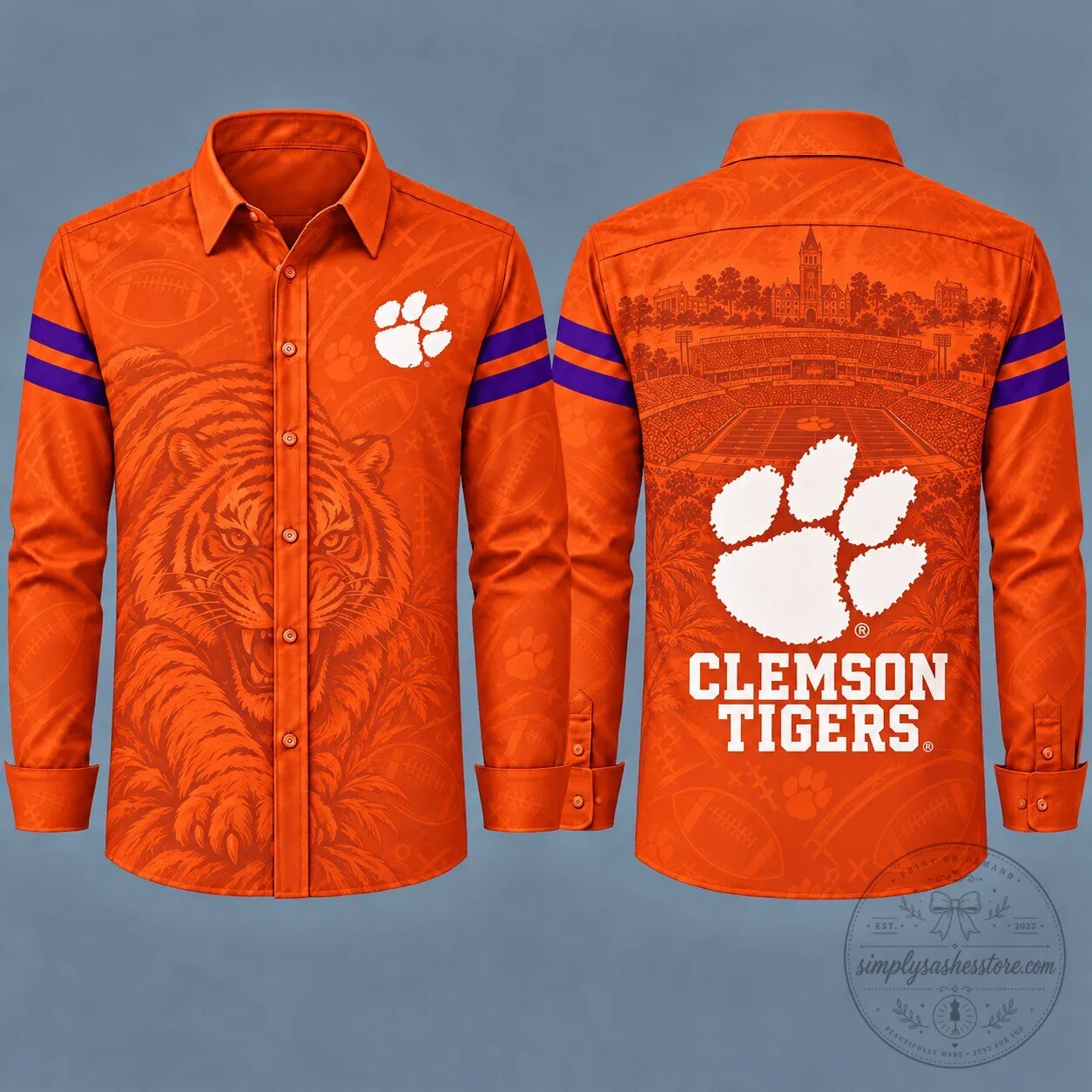 Clemson Tigers Football Team Heritage Long Sleeve Button Up Shirt