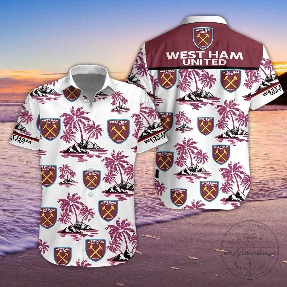 West Ham United Football Club Tropical Palm Trees Hawaiian Shirt