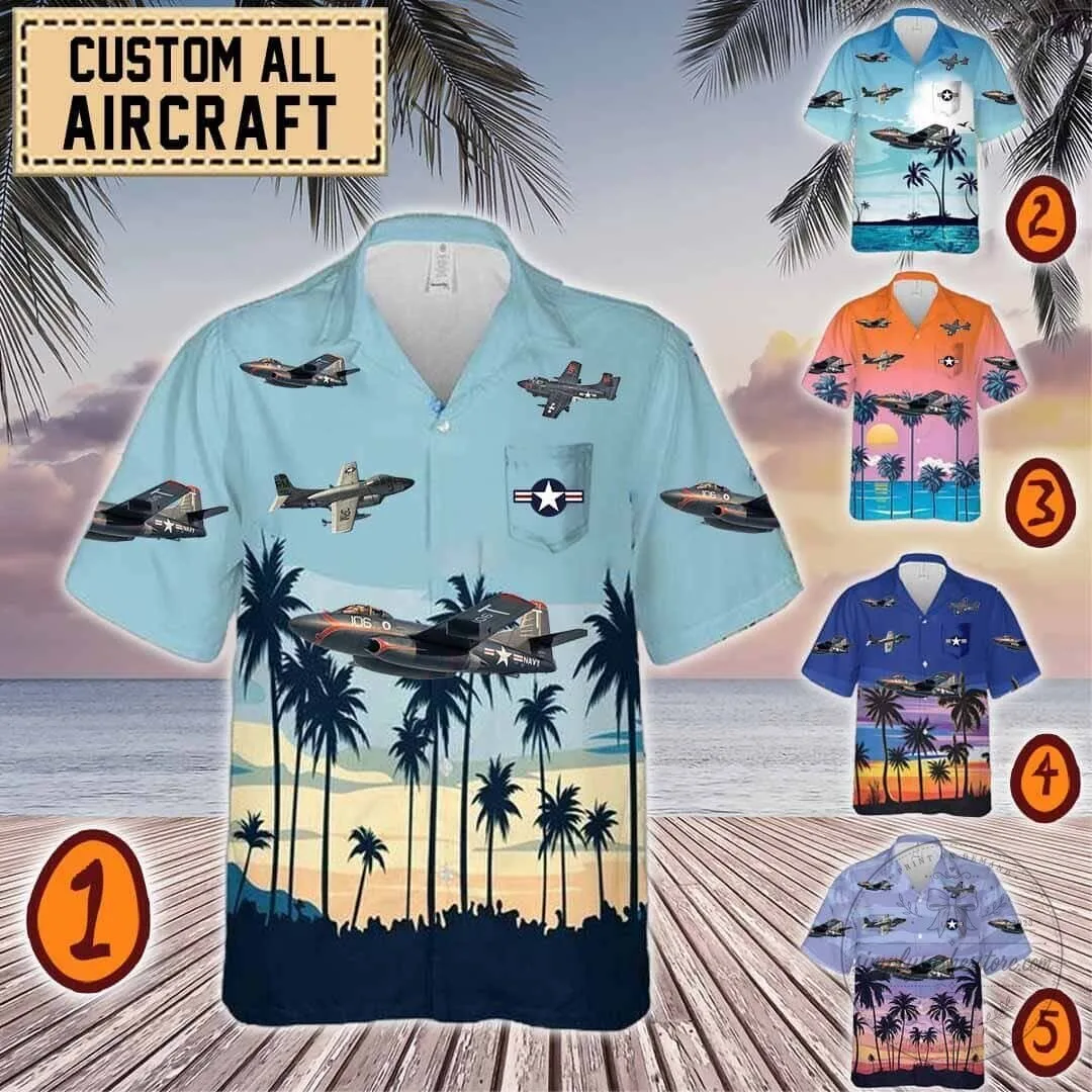 Douglas F3D Skyknight Fighter Jet Hawaiian Shirt